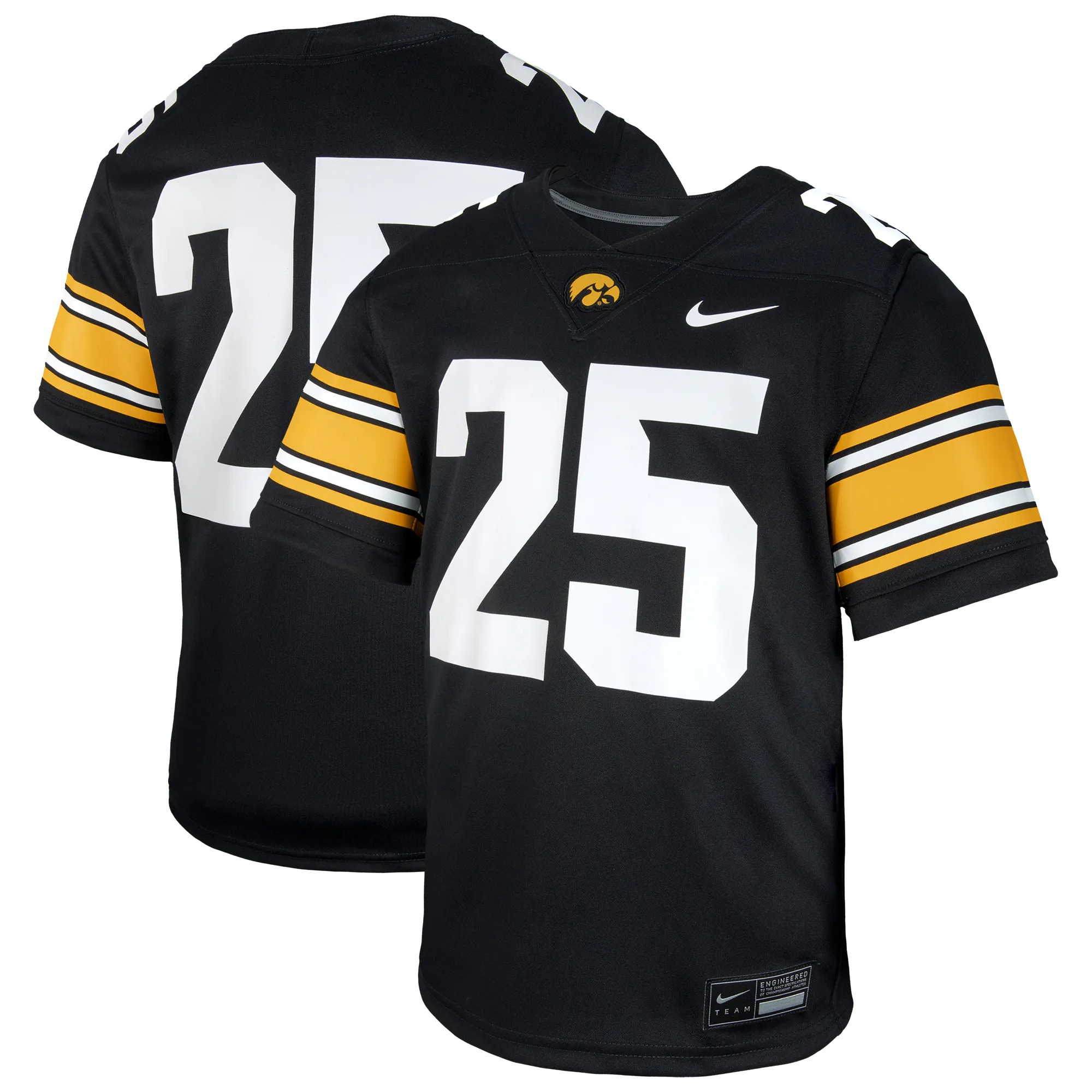 Hunk Wear - #25 Iowa Hawkeyes Nike Youth Untouchable Replica Game Jersey - Black