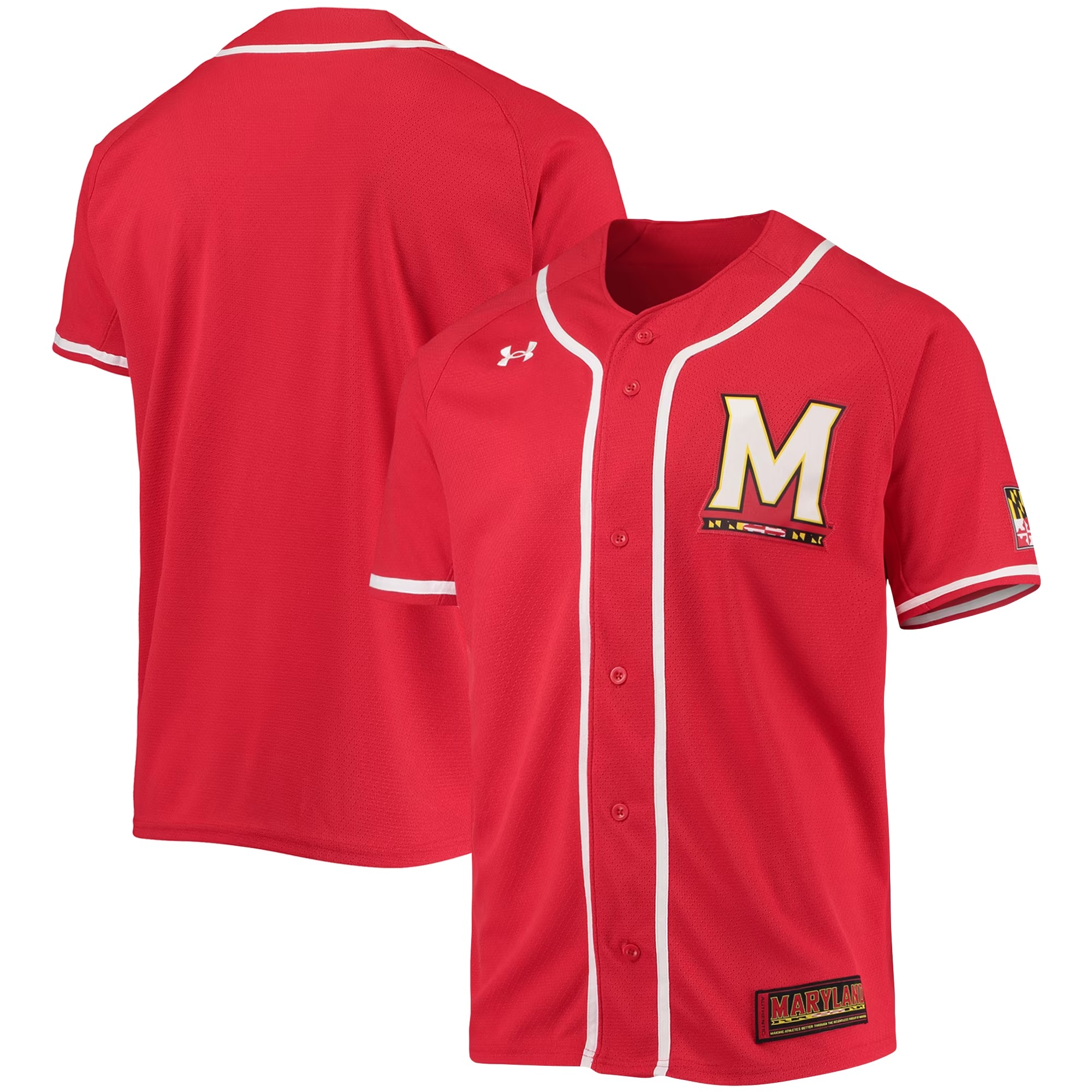 Hunk Wear - Maryland Terrapins Under Armour Replica Baseball Jersey - Red