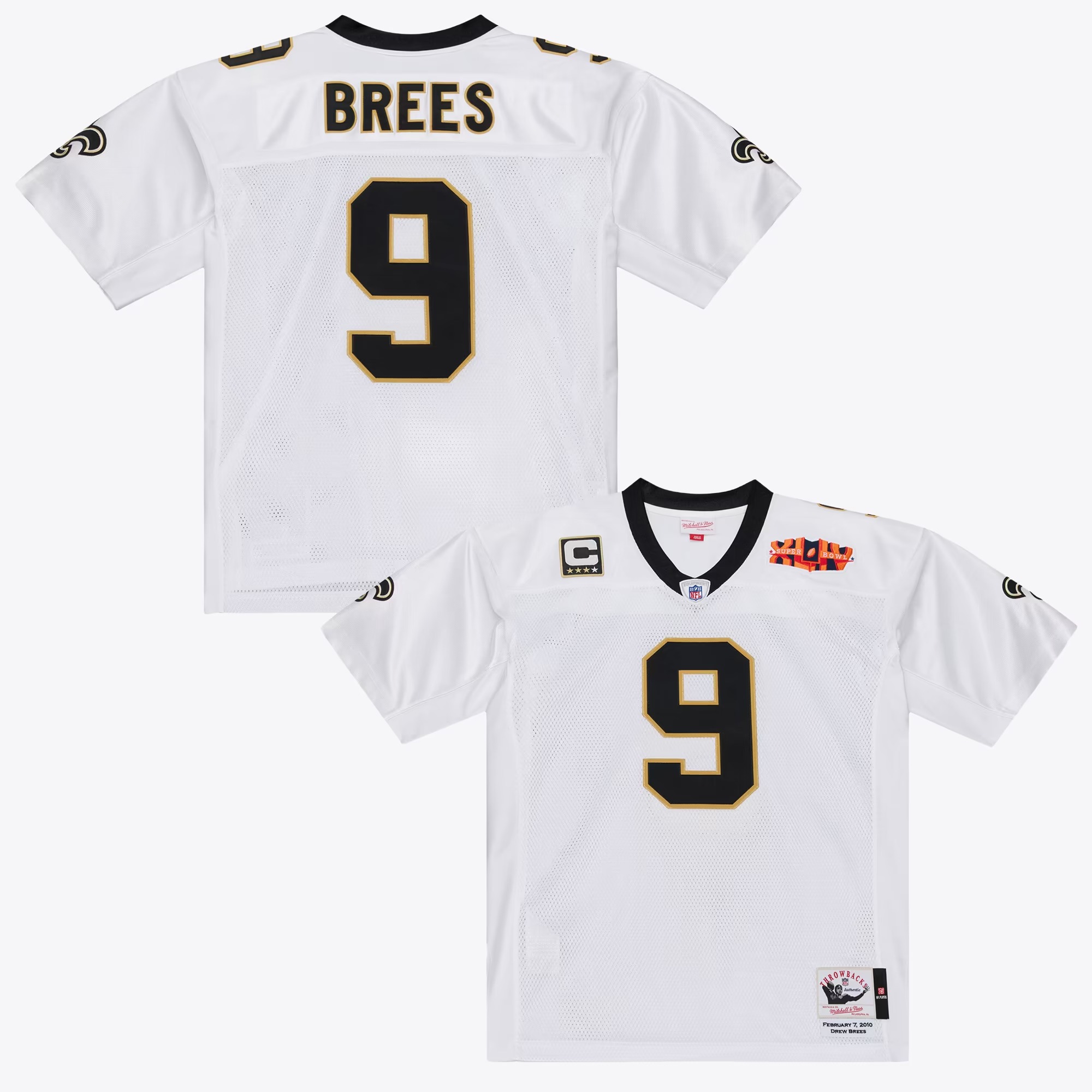 Hunk Wear - Drew Brees New Orleans Saints Mitchell & Ness Super Bowl XLIV Authentic Jersey - White