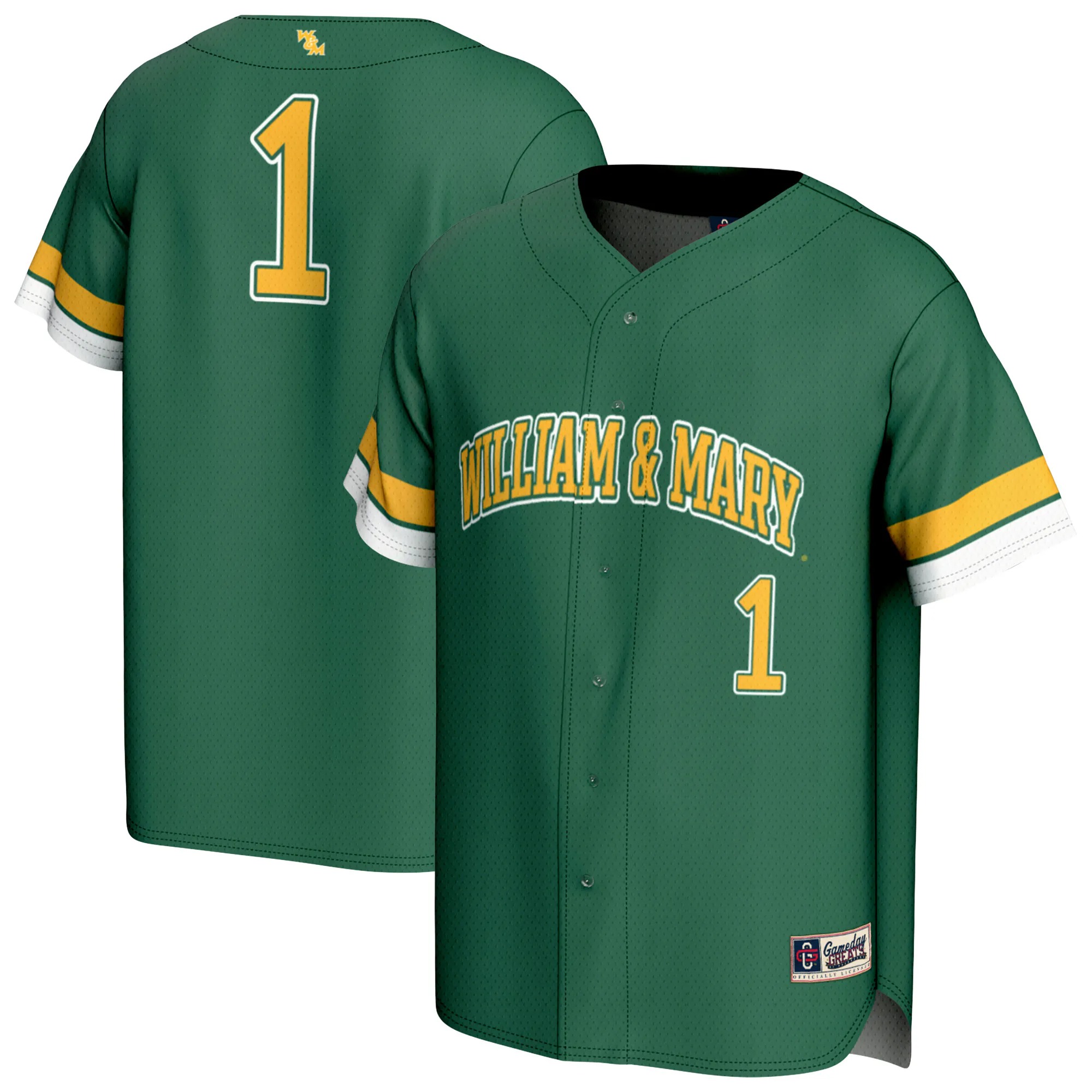 Hunk Wear - William & Mary Tribe GameDay Greats Unisex Pick-A-Player Baseball Fashion Jersey - Green