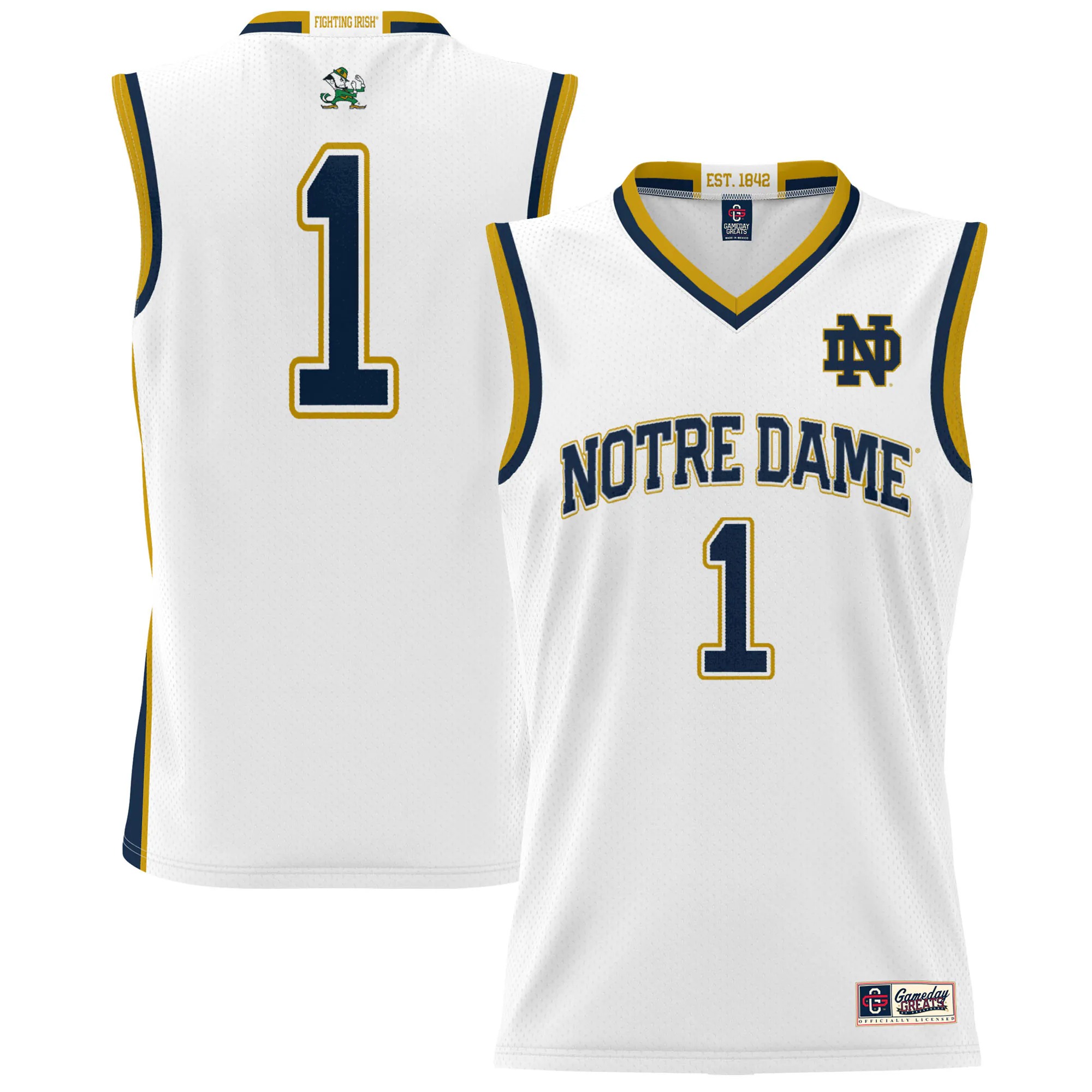 Hunk Wear - #1 Notre Dame Fighting Irish GameDay Greats Youth Lightweight Basketball Jersey - White
