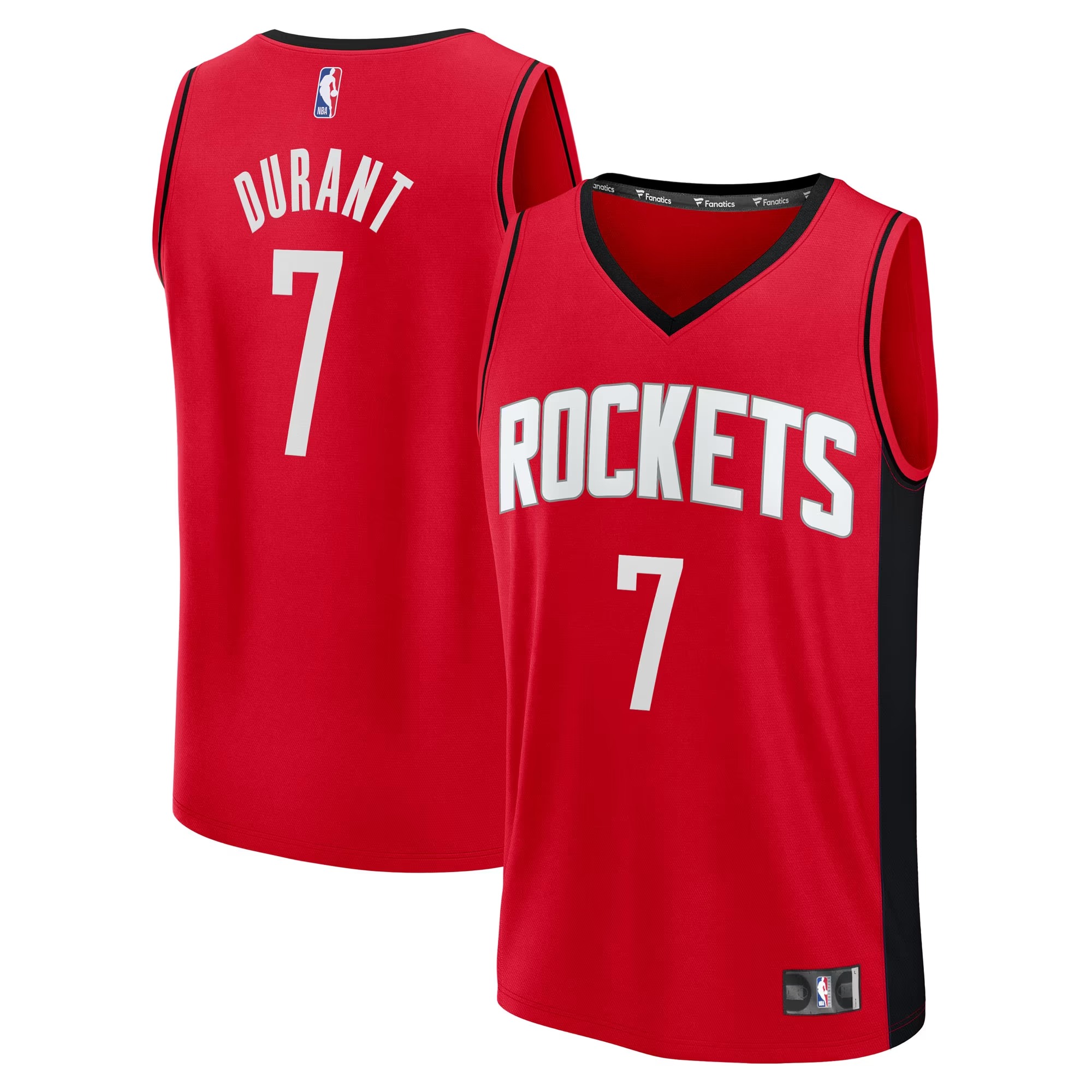 Hunk Wear - Kevin Durant Houston Rockets Fanatics Fast Break Replica Player Jersey - Icon Edition - Red