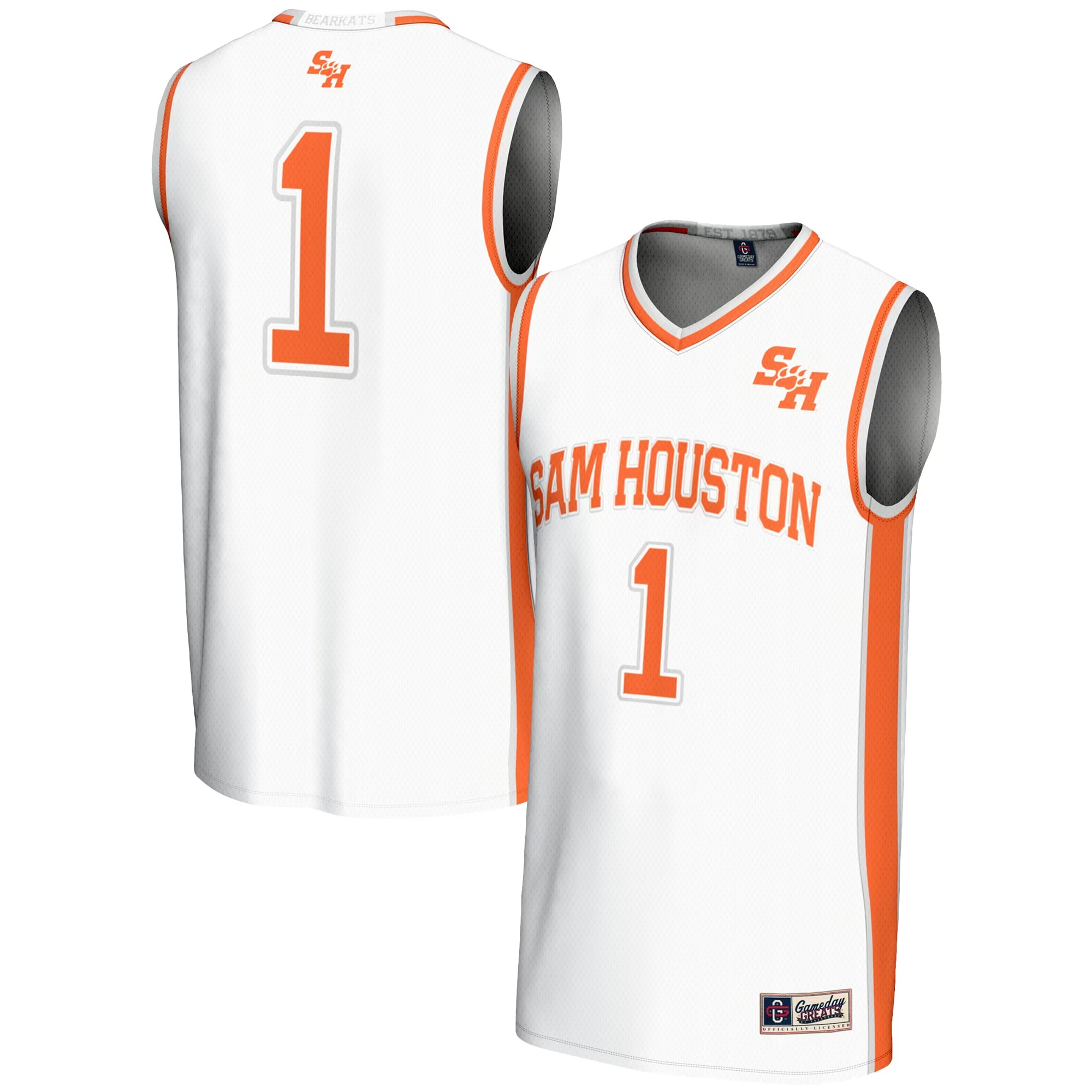 Hunk Wear - #1 Sam Houston State Bearkats GameDay Greats Youth Lightweight Replica Basketball Jersey - White
