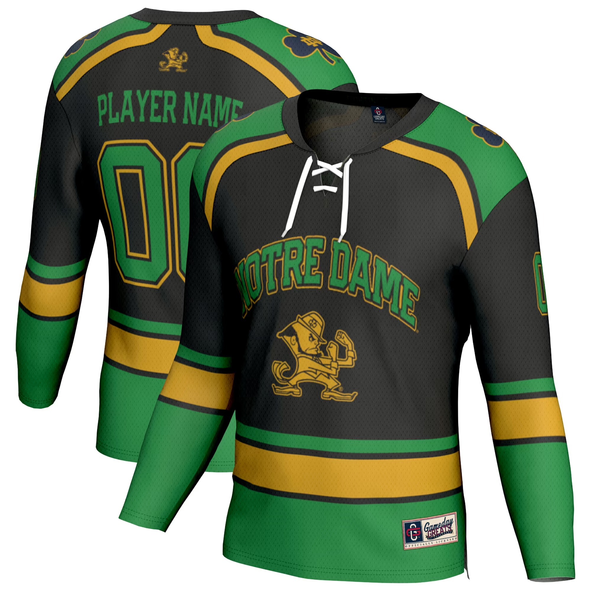 Hunk Wear - Notre Dame Fighting Irish GameDay Greats Unisex Lightweight Hockey NIL Pick-a-Player Fashion Jersey - Black