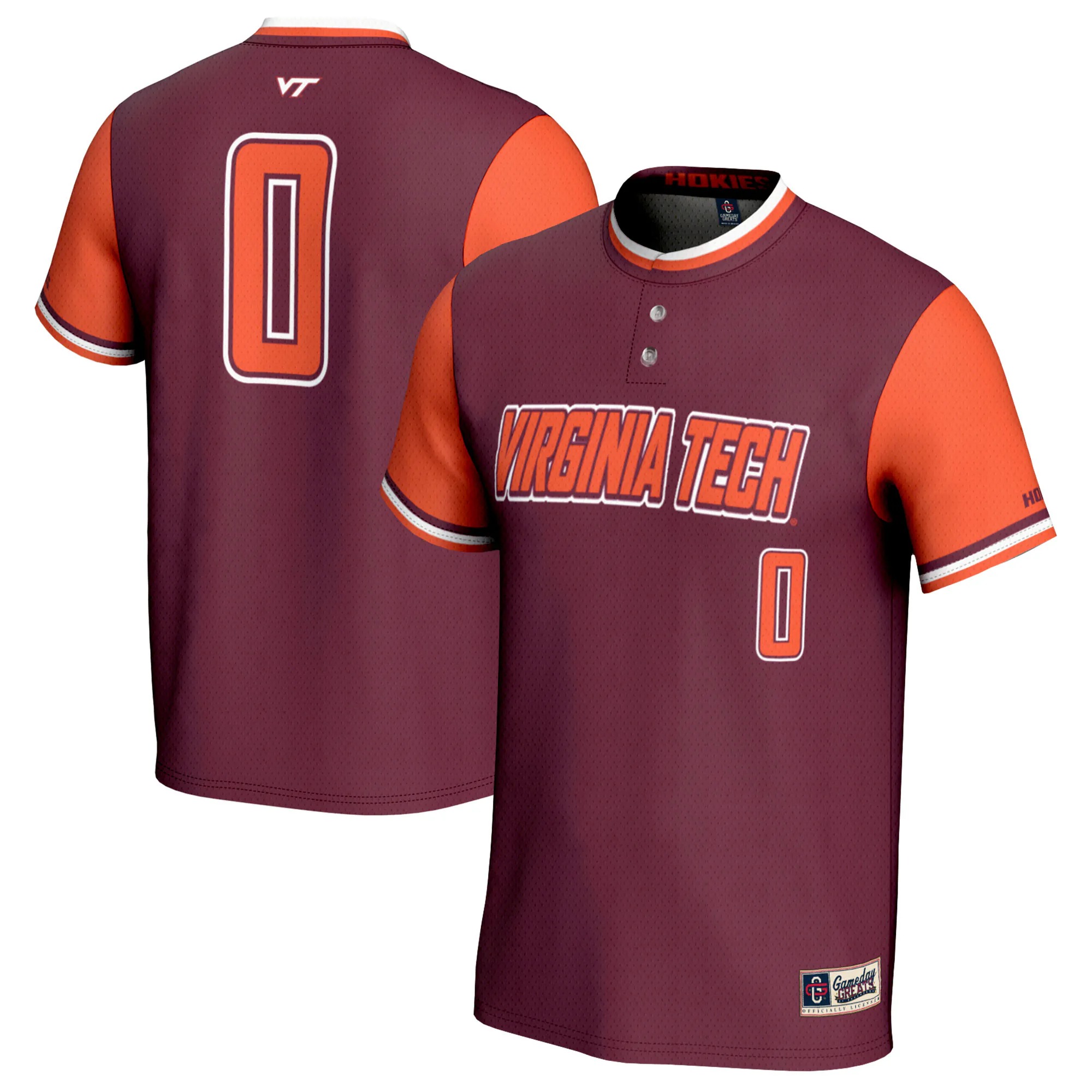 Hunk Wear - #0 Virginia Tech Hokies GameDay Greats Youth Softball Fashion Jersey - Maroon