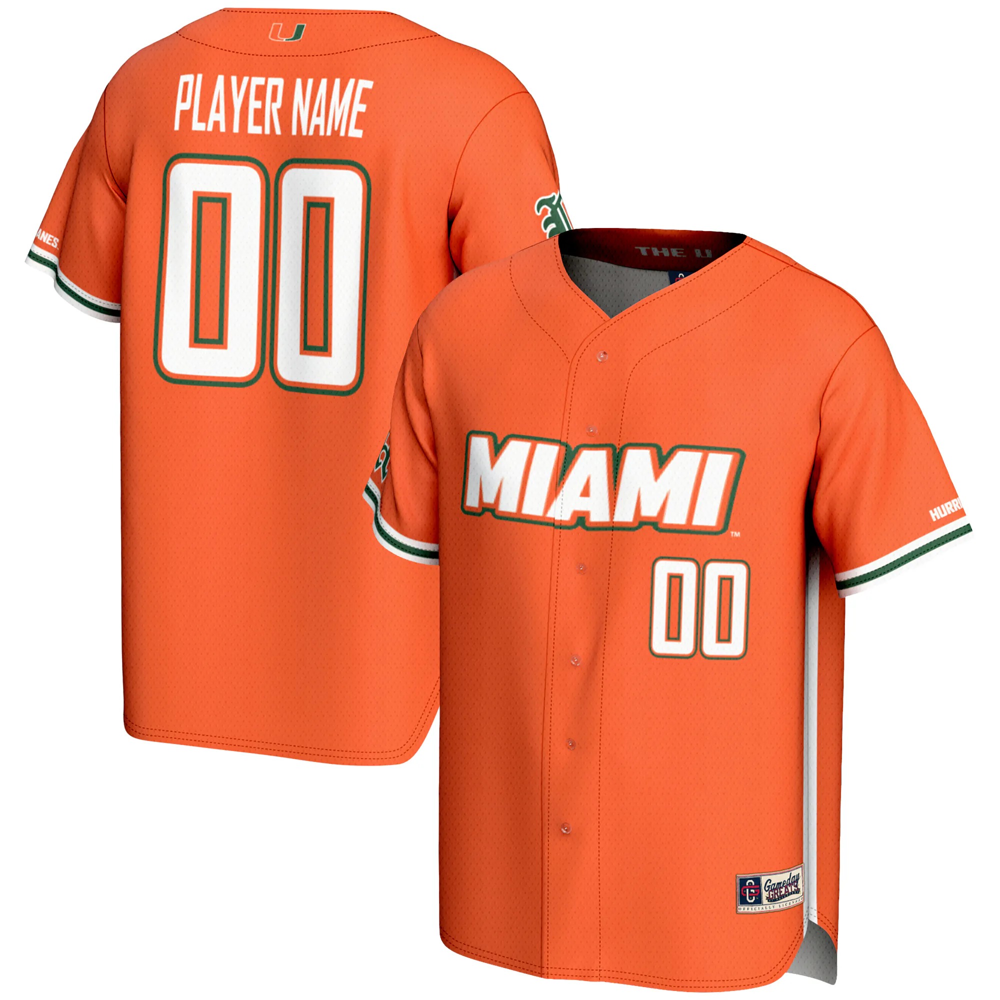 Hunk Wear - Miami Hurricanes GameDay Greats Youth NIL Pick-A-Player Lightweight Baseball Jersey - Orange