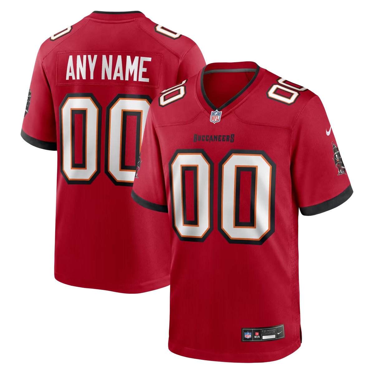 Hunk Wear - Men's Nike Red Tampa Bay Buccaneers Team Custom Game Jersey