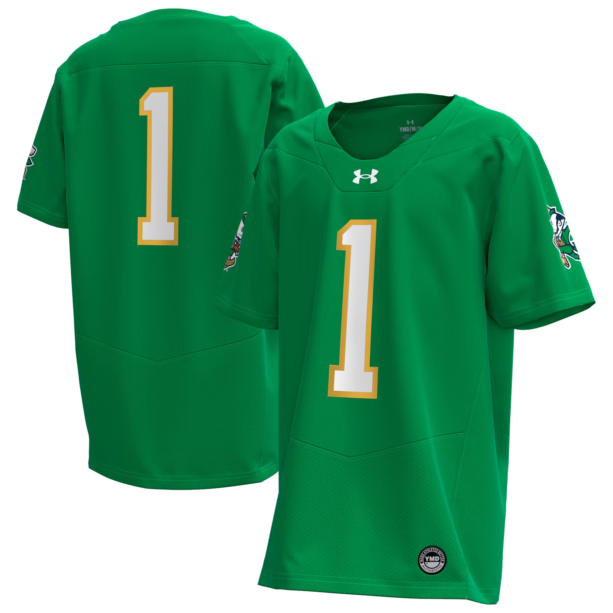 Hunk Wear - #1 Notre Dame Fighting Irish Under Armour Youth Alternate Irish Wear Green Replica Football Jersey - Kelly Green