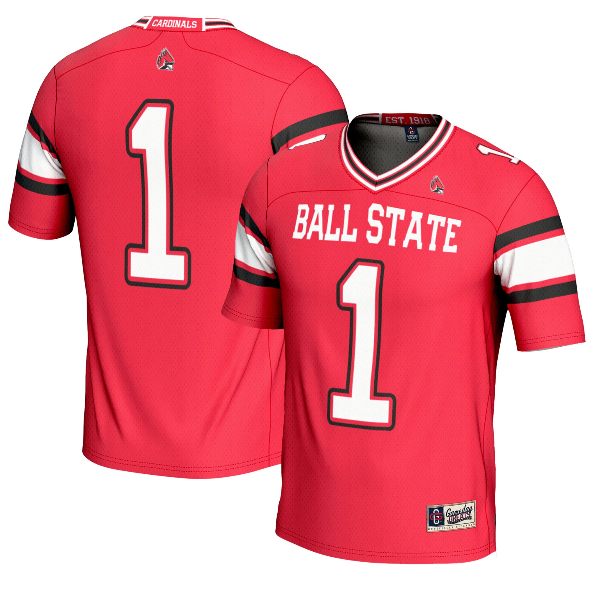 Hunk Wear - #1 Ball State Cardinals GameDay Greats Endzone Football Jersey - Cardinal