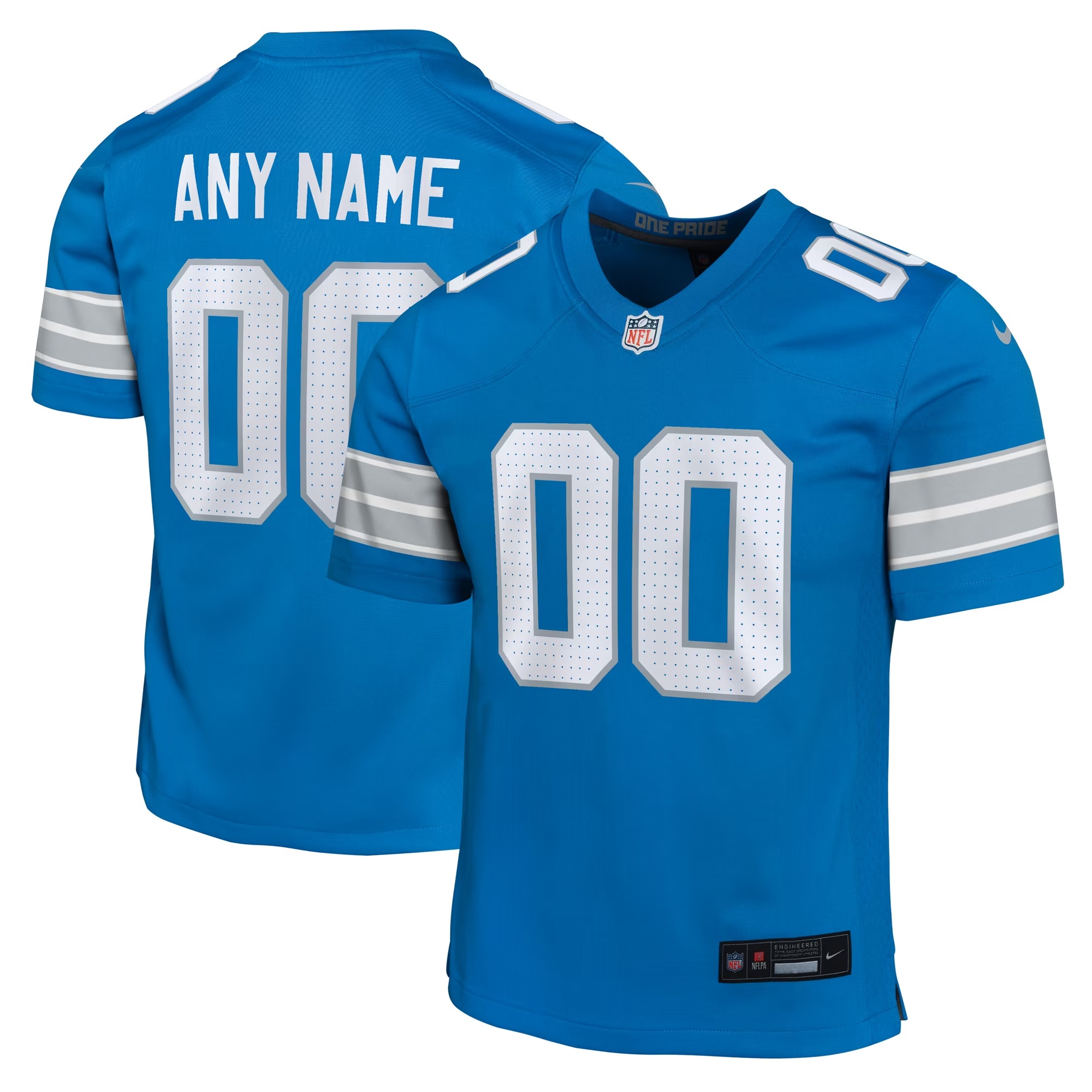 Hunk Wear - Detroit Lions Nike Youth Custom Game Jersey - Blue