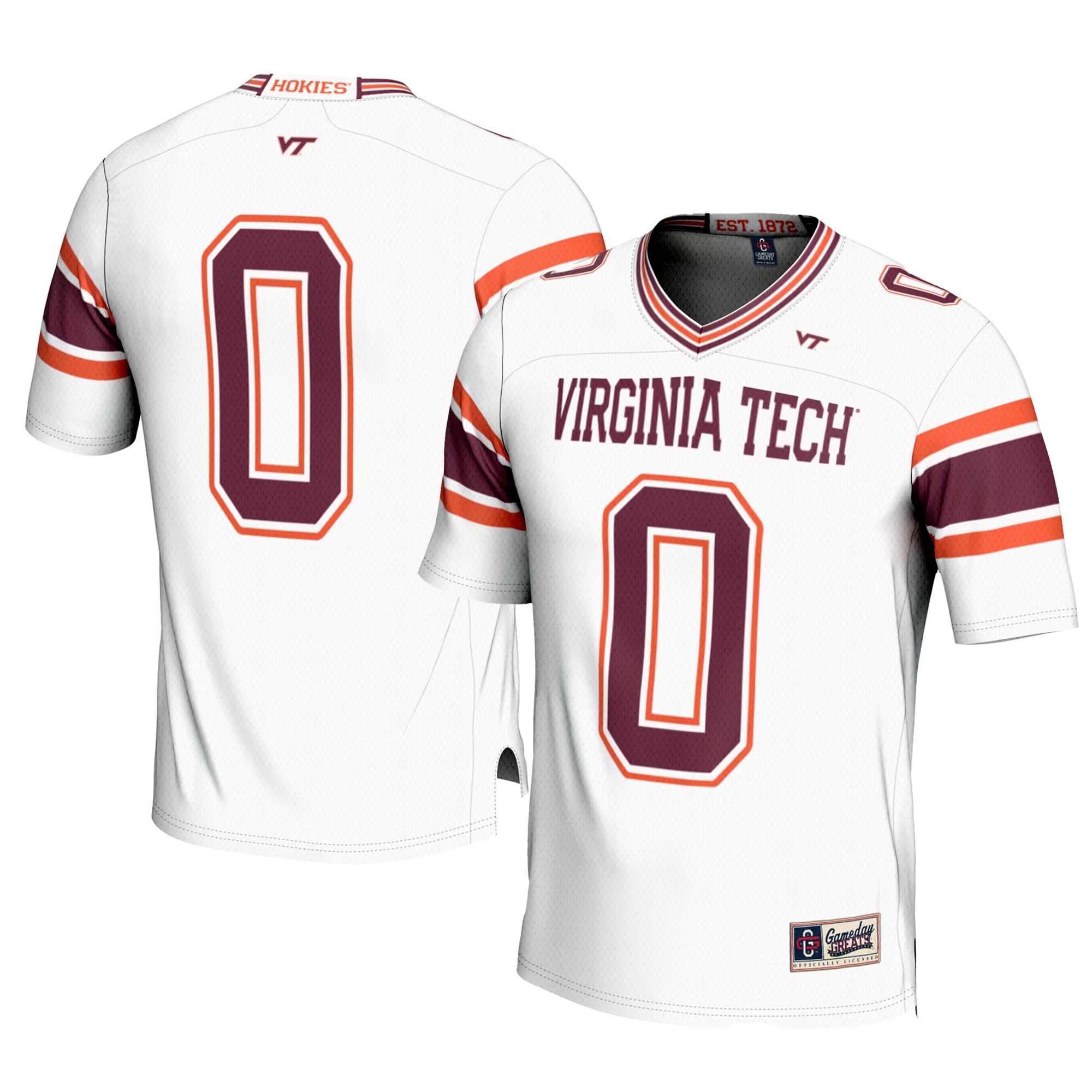 Hunk Wear - #0 Virginia Tech Hokies GameDay Greats Football Jersey - White