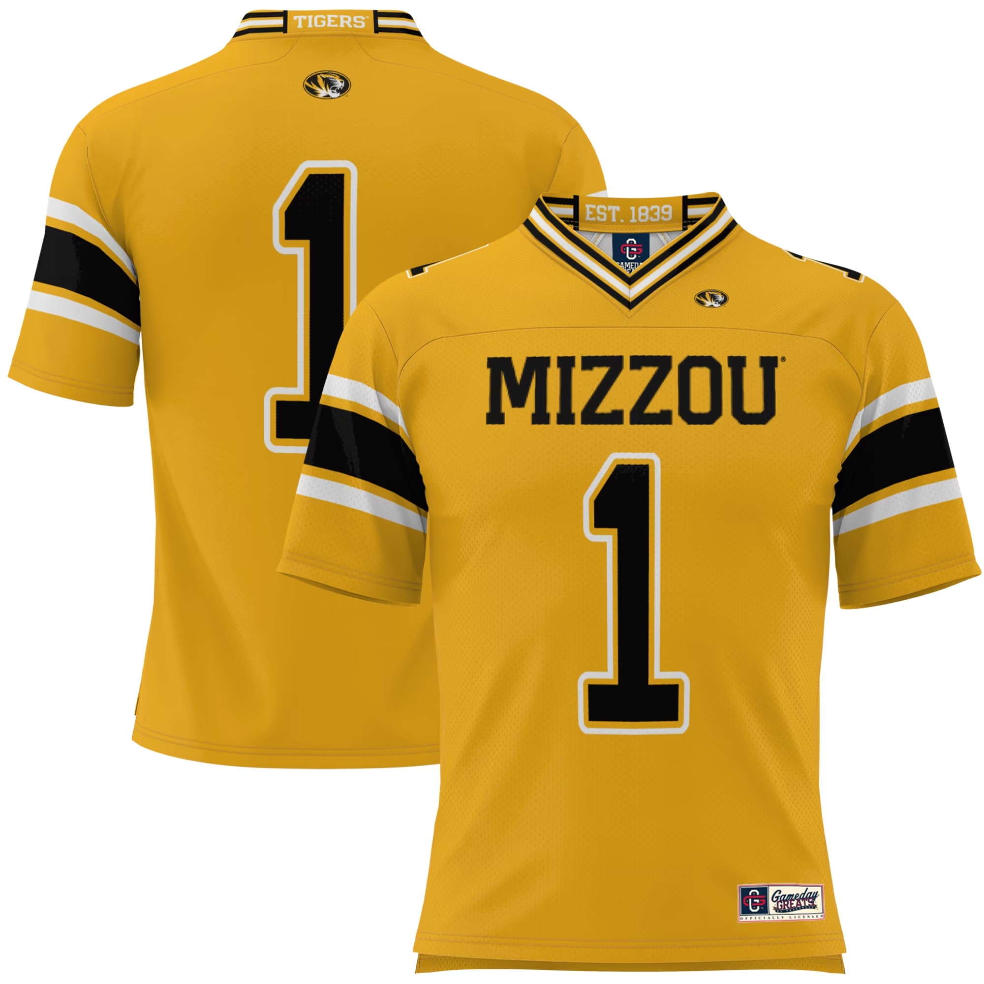 Hunk Wear - #1 Missouri Tigers GameDay Greats Football Jersey - Gold