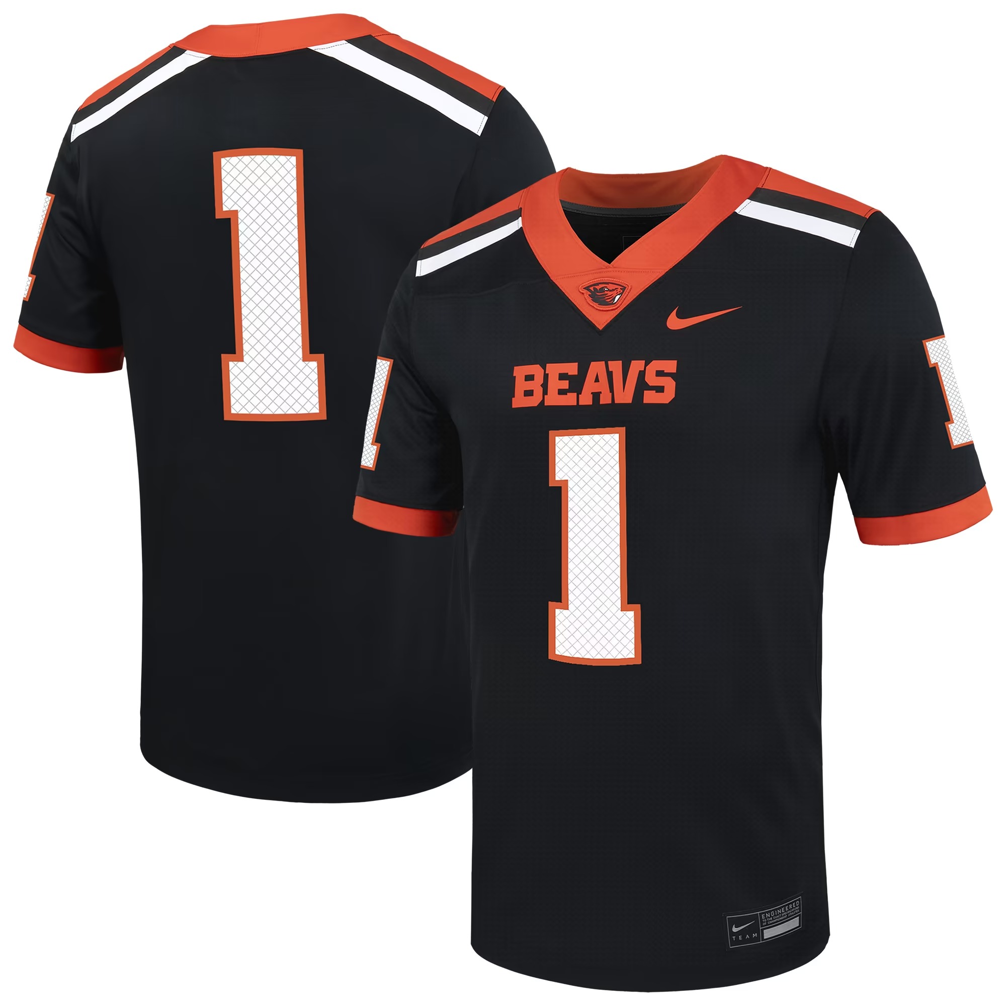 Hunk Wear - #1 Oregon State Beavers Nike Untouchable Football Jersey ' Black