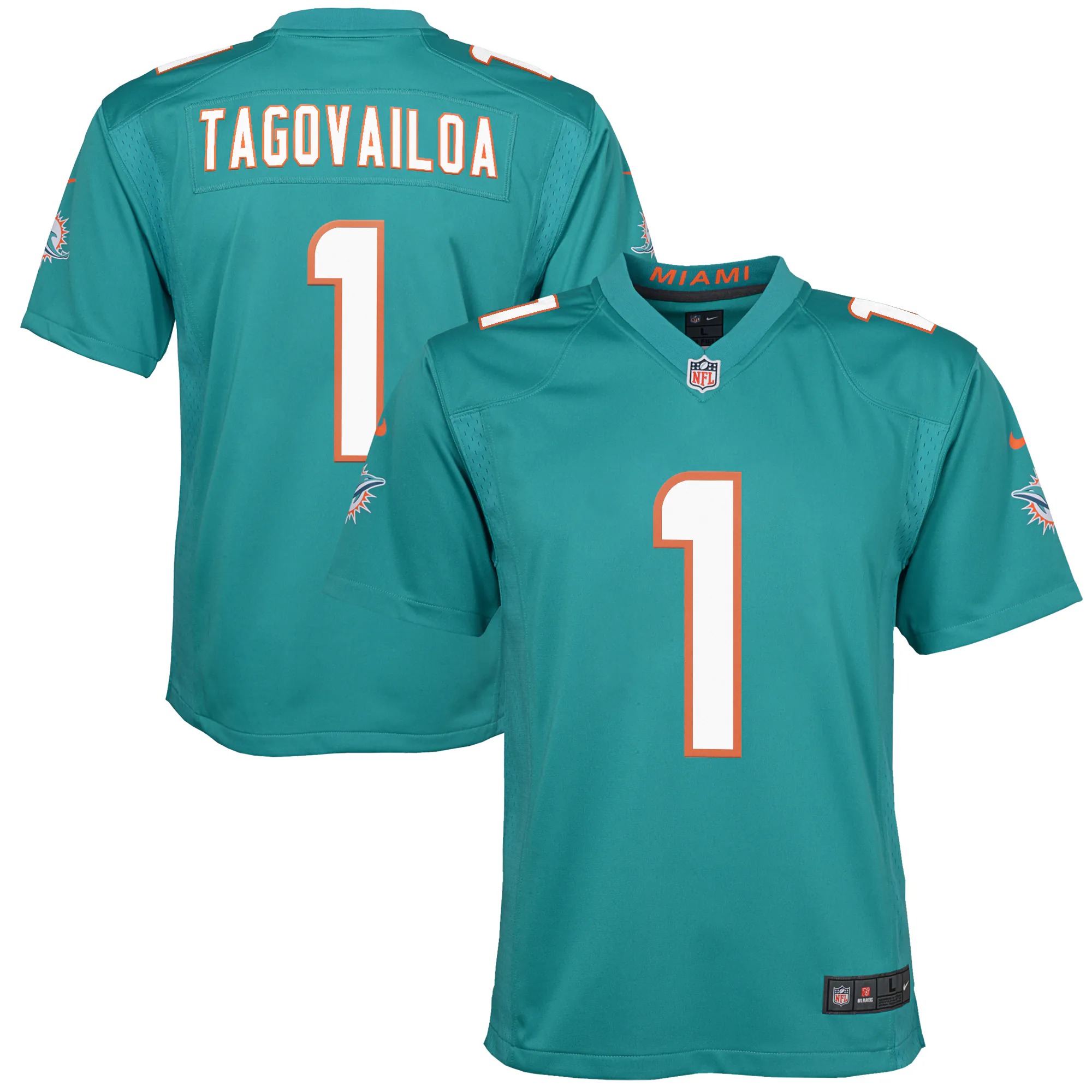 Hunk Wear - Tua Tagovailoa Miami Dolphins Nike Youth Game Jersey - Aqua