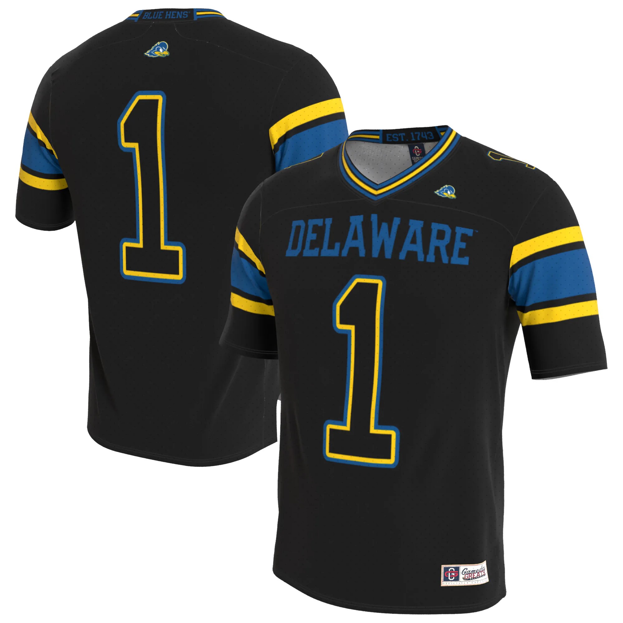 Hunk Wear - Delaware Fightin' Blue Hens GameDay Greats Youth Lightweight Collegiate Football Blackout Fashion Jersey