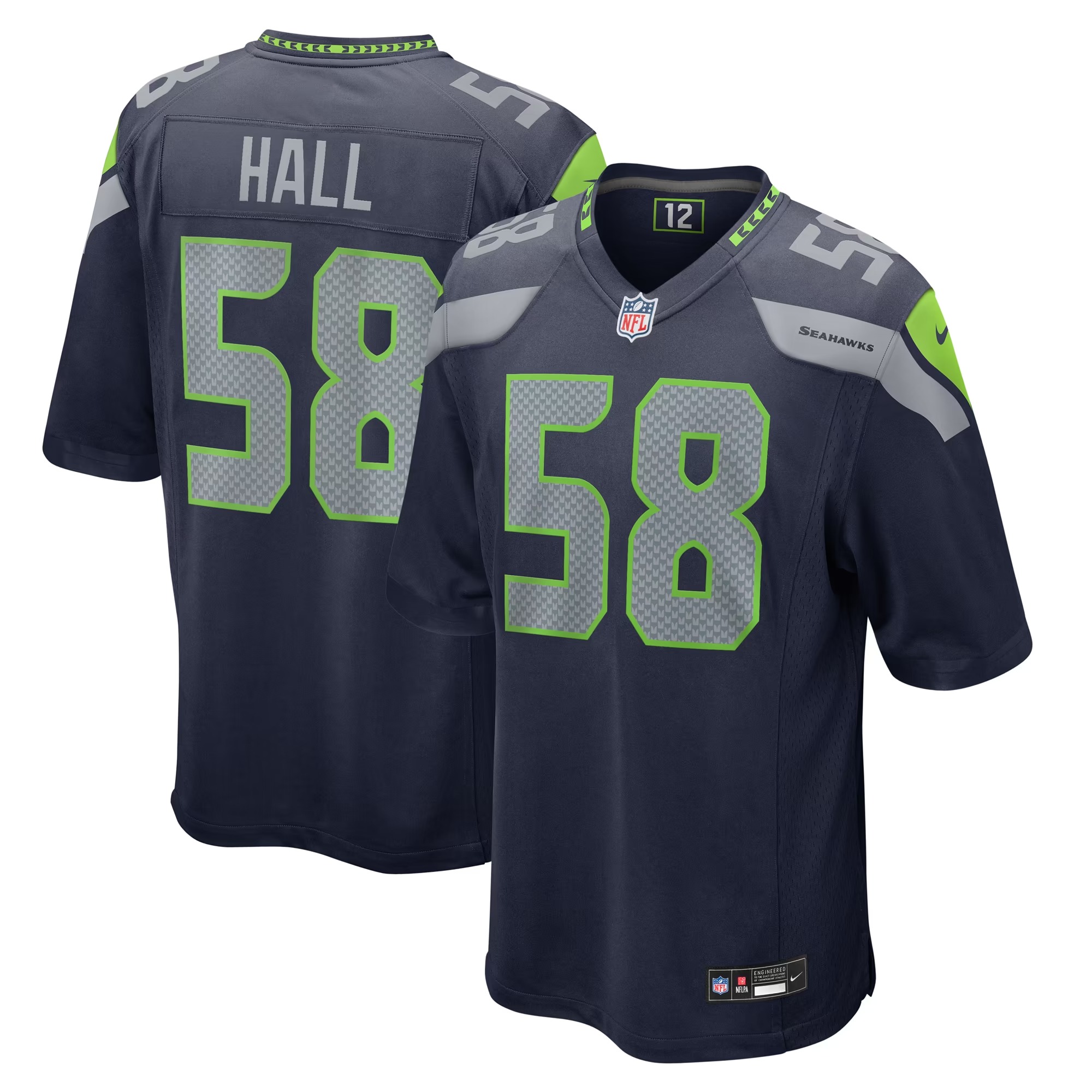 Hunk Wear - Derick Hall Seattle Seahawks Nike Game Jersey - College Navy