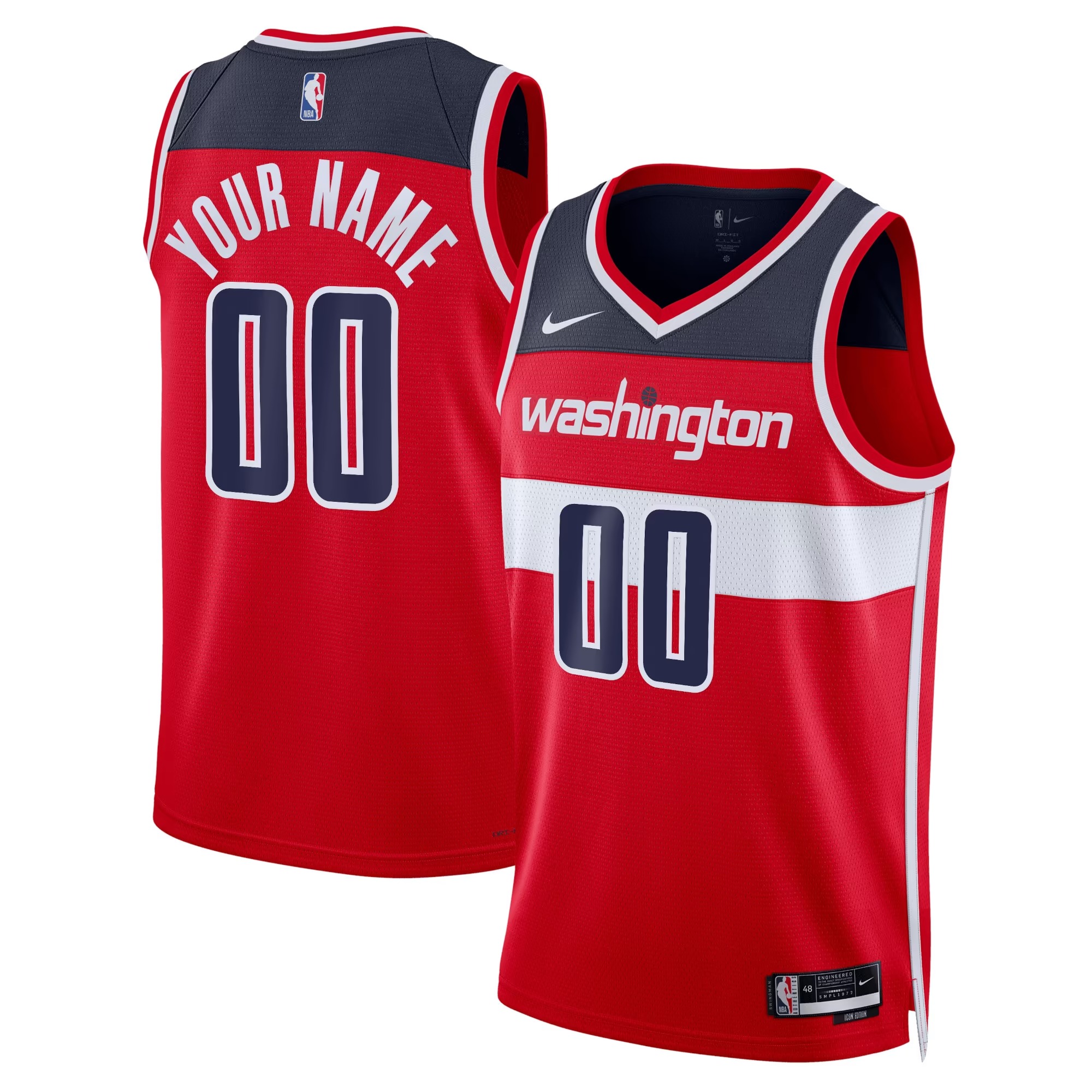 Hunk Wear - Washington Wizards Nike Unisex Swingman Custom Jersey Red - Icon Edition