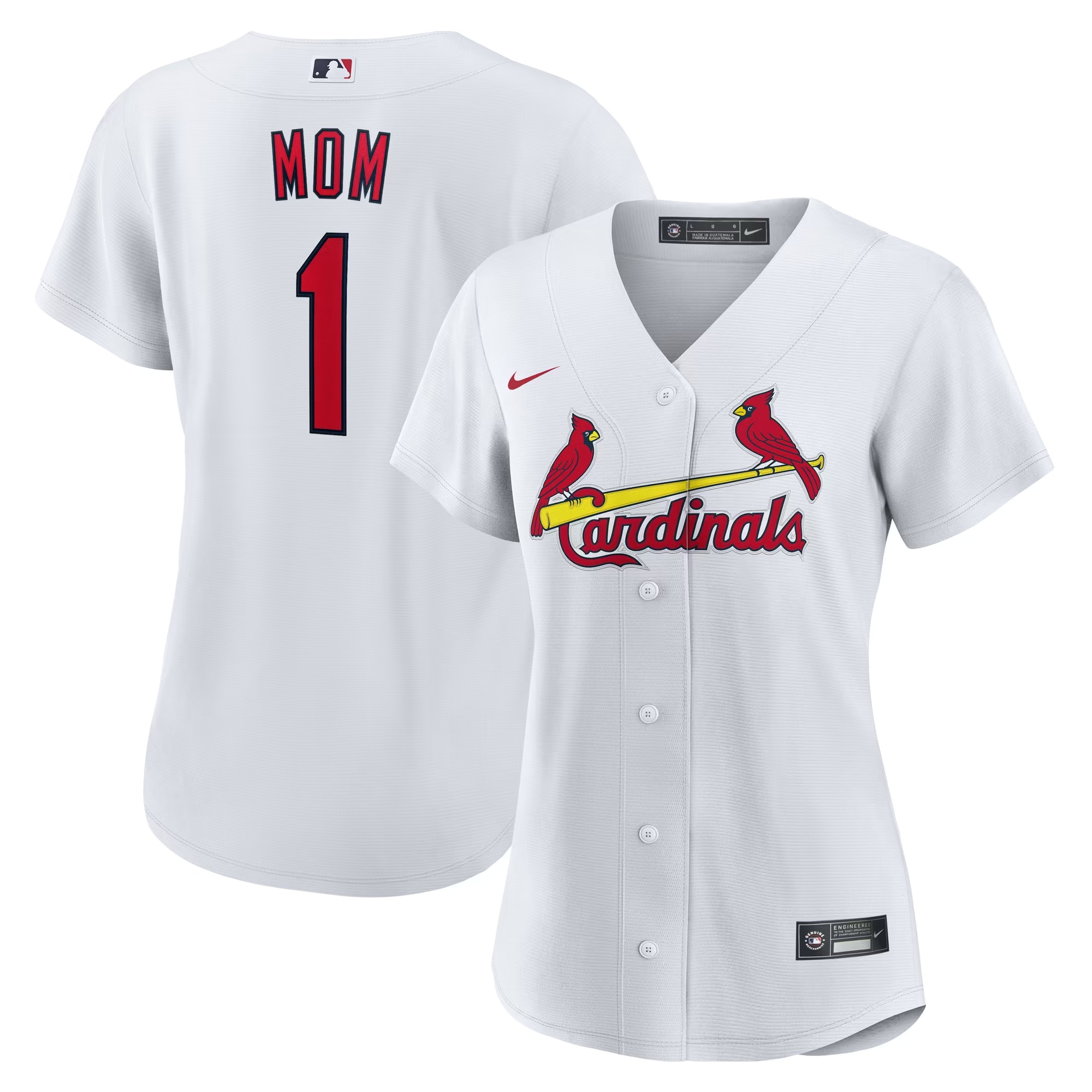 Hunk Wear - St. Louis Cardinals Nike Women's #1 Mom Home Replica Jersey - White