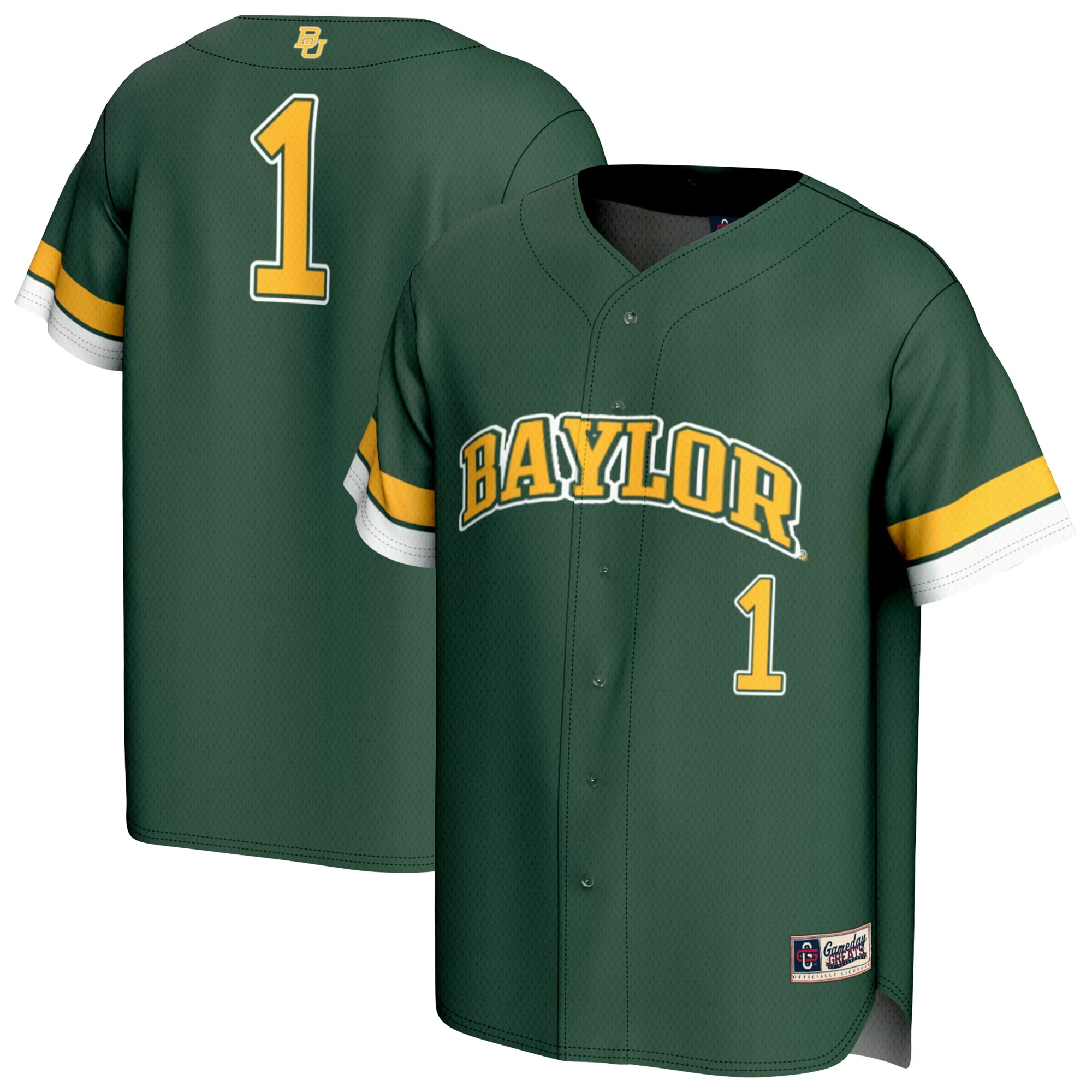 Hunk Wear - #1 Baylor Bears GameDay Greats Unisex Lightweight Collegiate Baseball Fashion Jersey - Green