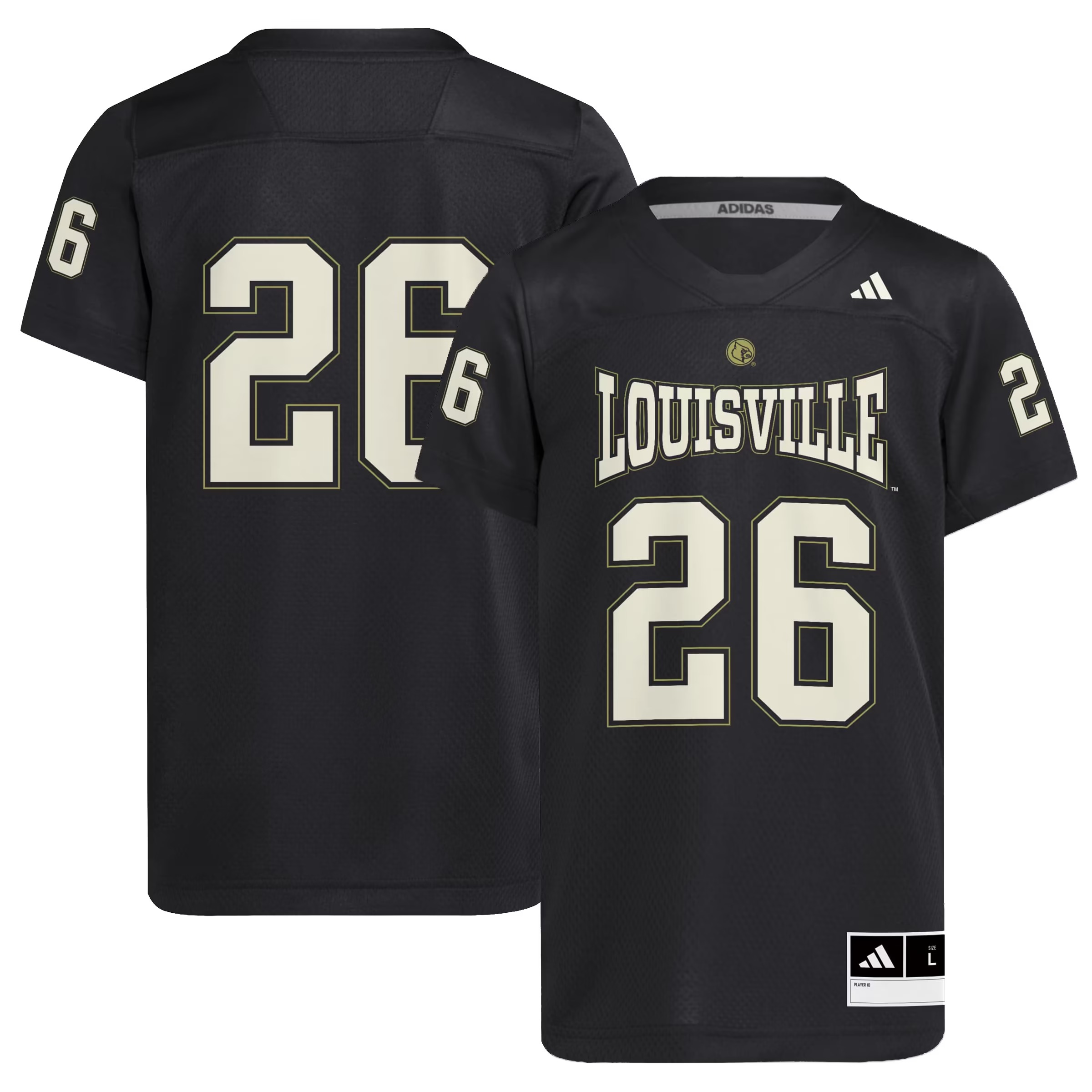 Hunk Wear - #26 Louisville Cardinals adidas Youth For the Ville Strategy Football Jersey - Black