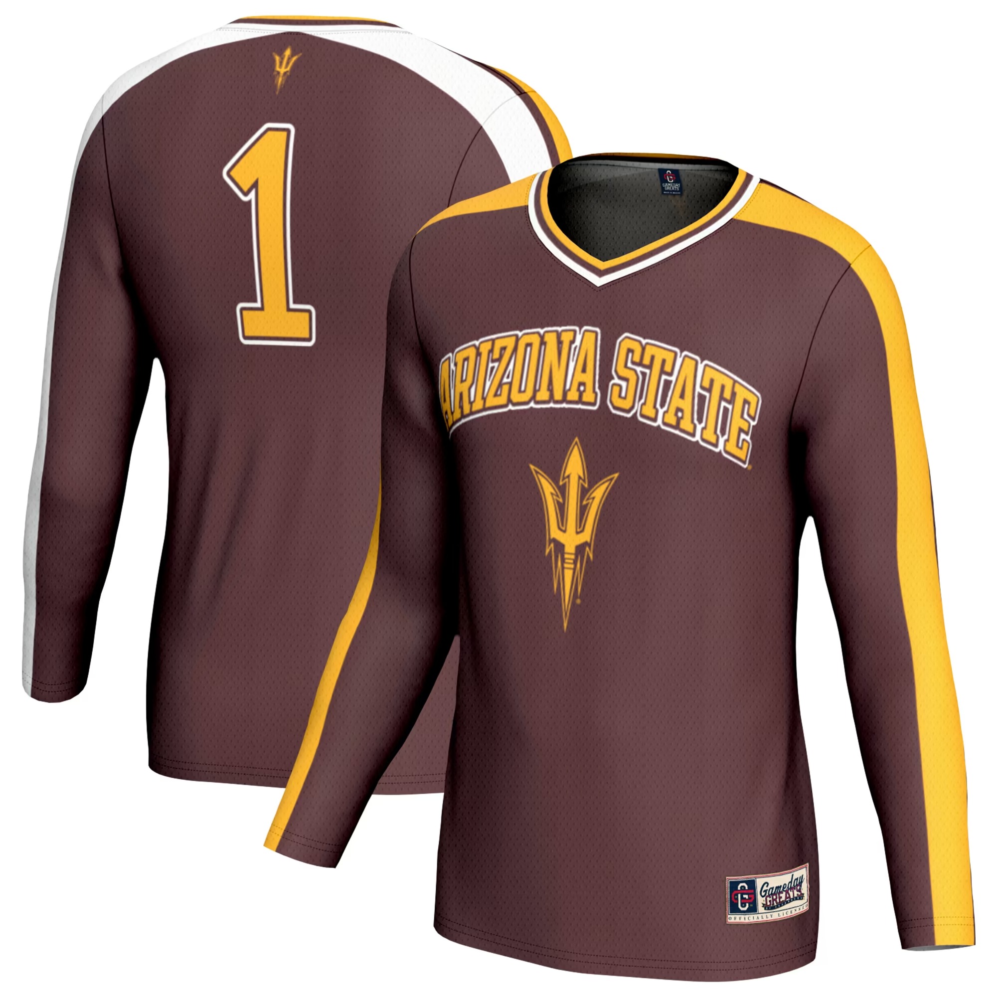 Hunk Wear - #1 Arizona State Sun Devils GameDay Greats Youth Lightweight Collegiate Volleyball Fashion Jersey - Maroon