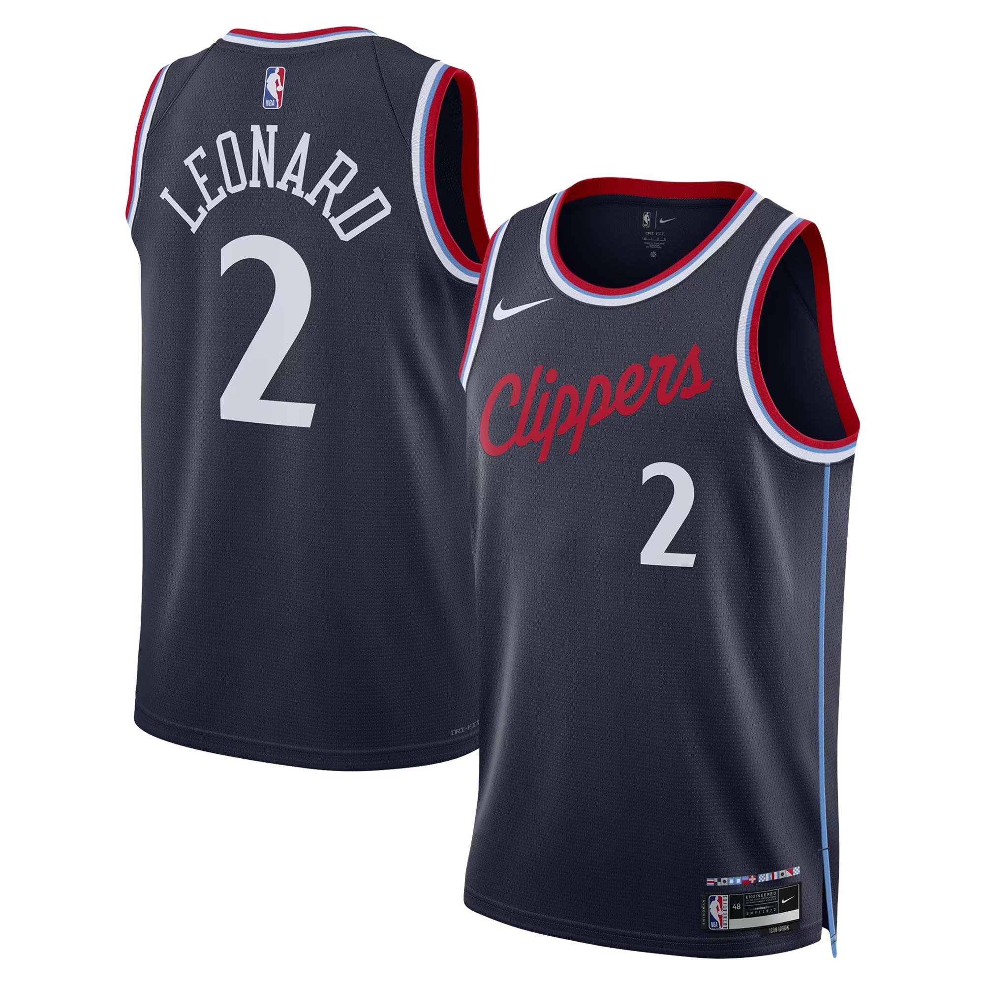 Hunk Wear - Kawhi Leonard LA Clippers Nike Unisex 2024_25 Swingman Jersey - Navy - Icon Edition