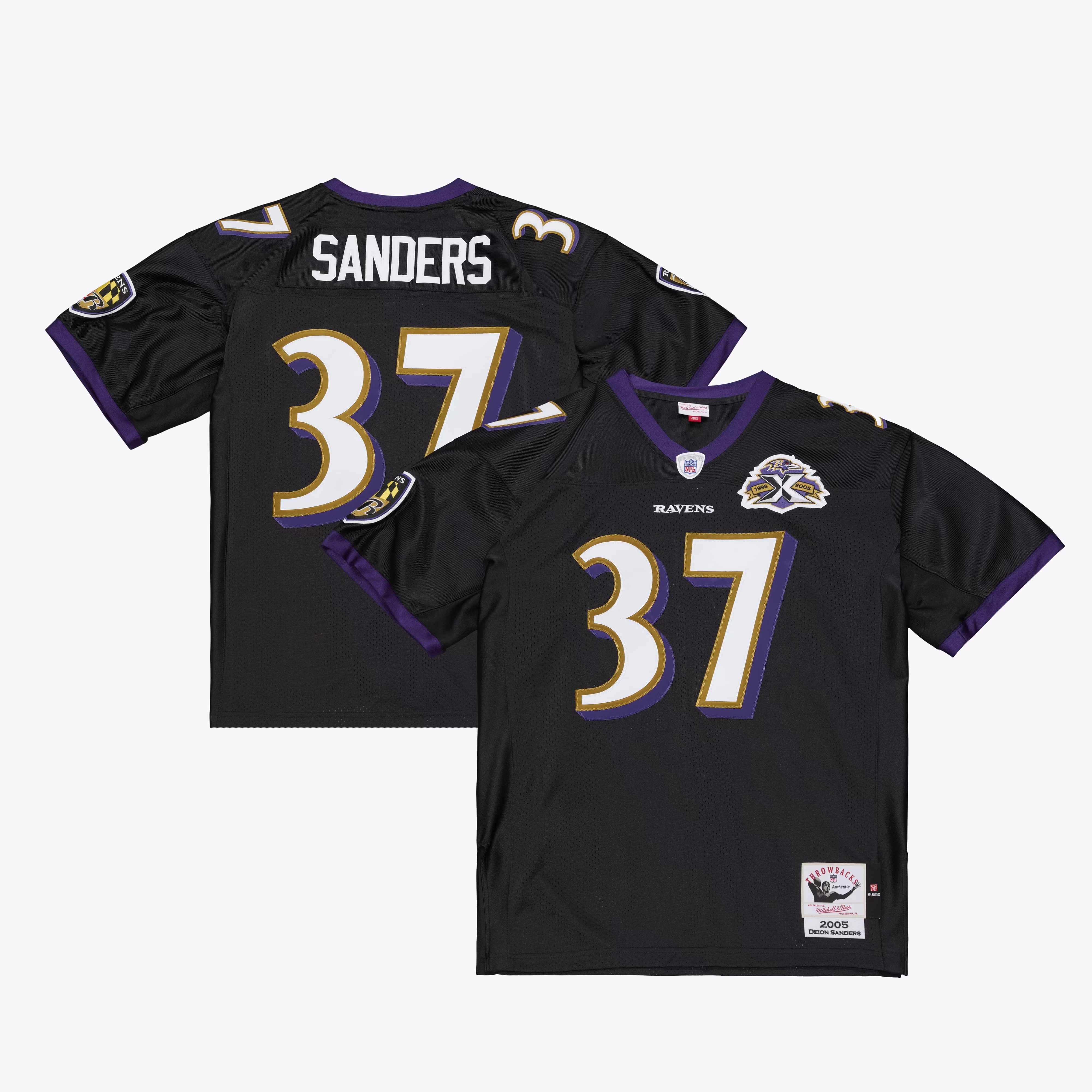 Hunk Wear - Deion Sanders Baltimore Ravens Mitchell & Ness 2005 Authentic Throwback Jersey - Black