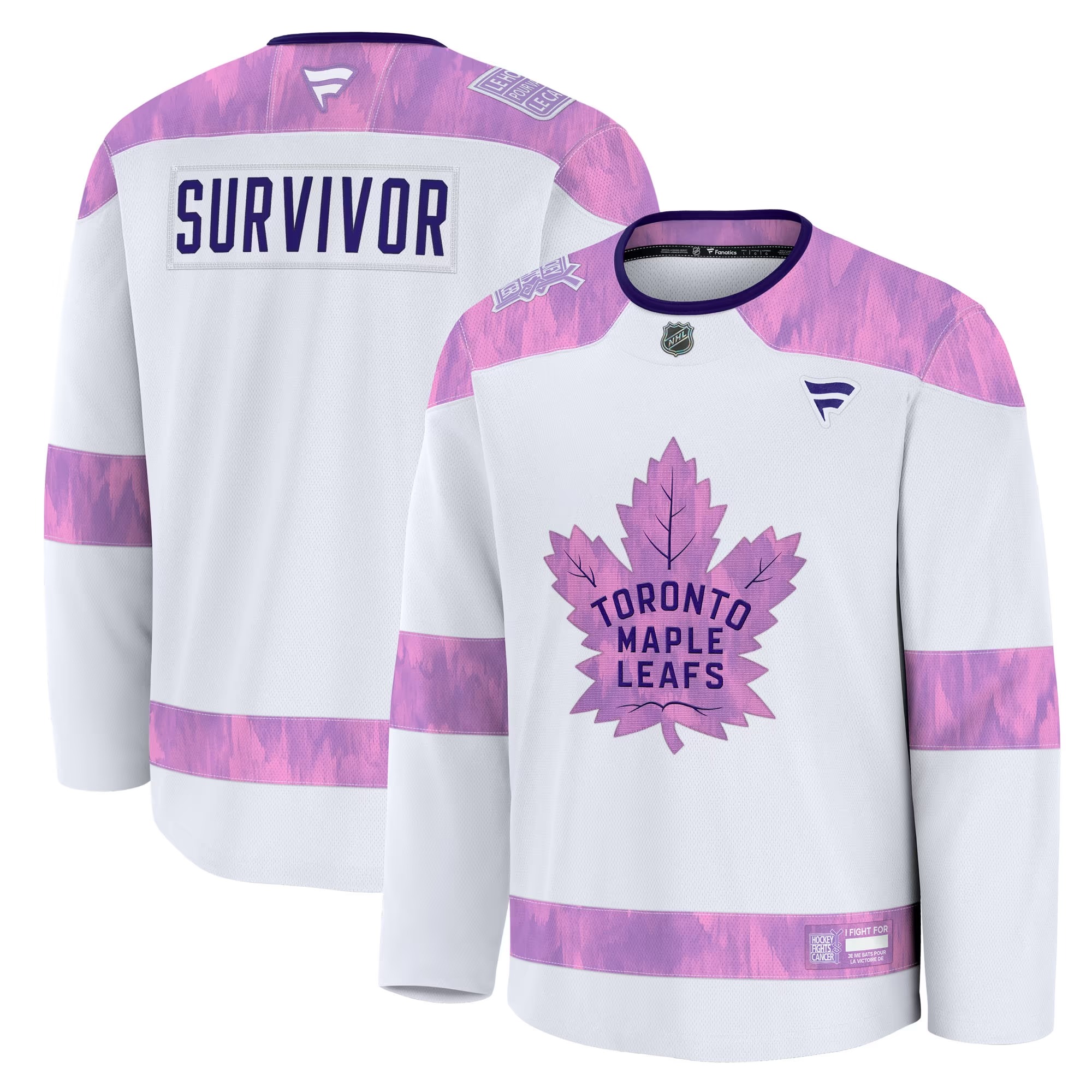 Hunk Wear - Toronto Maple Leafs Fanatics Hockey Fights Cancer Survivor Practice Jersey - White