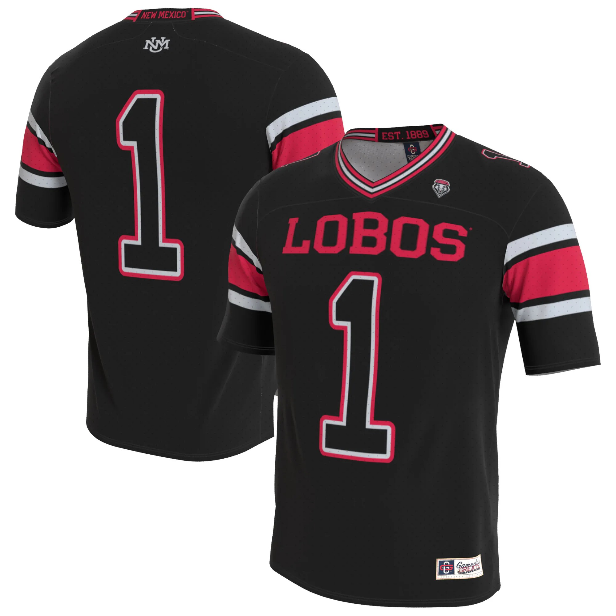 Hunk Wear - New Mexico Lobos GameDay Greats Unisex Lightweight Collegiate Football Blackout Fashion Jersey