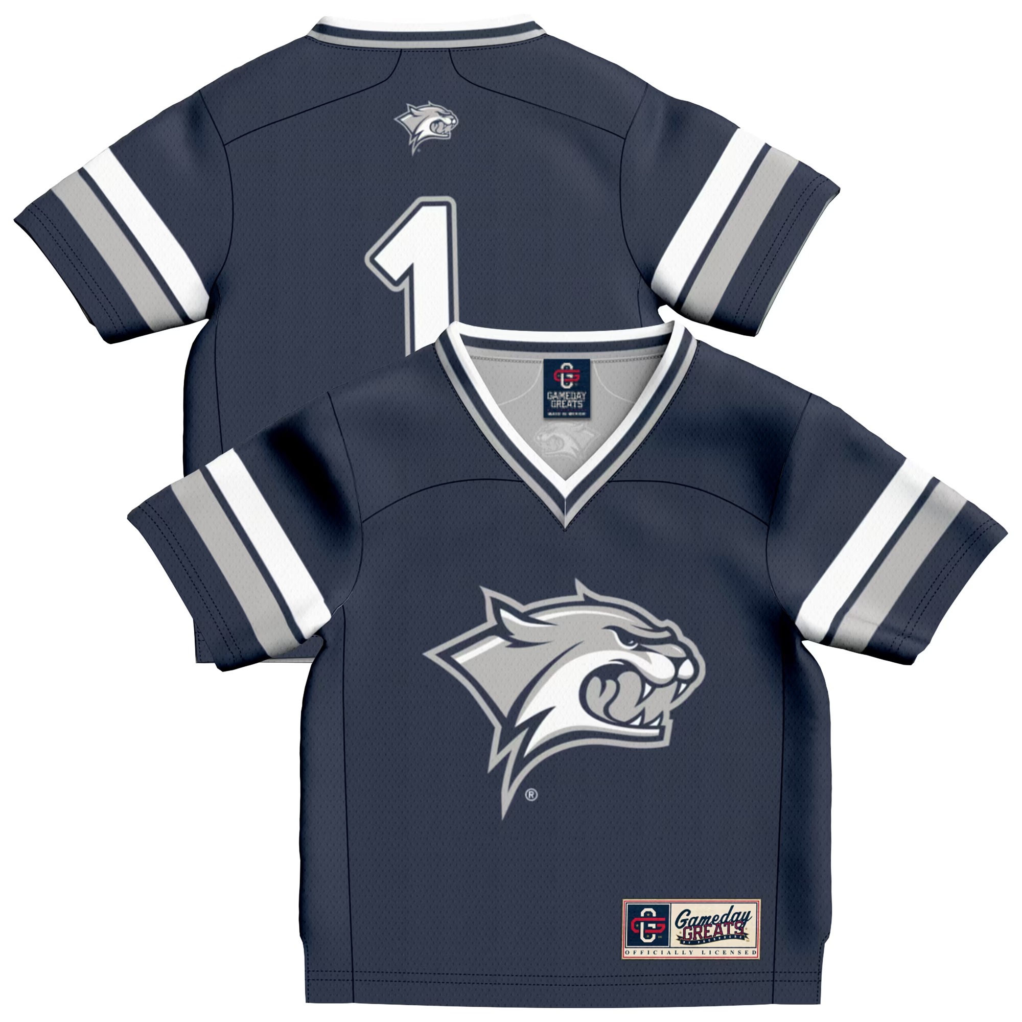 Hunk Wear - #1 New Hampshire Wildcats GameDay Greats Infant Collegiate Football Fashion Jersey - Navy