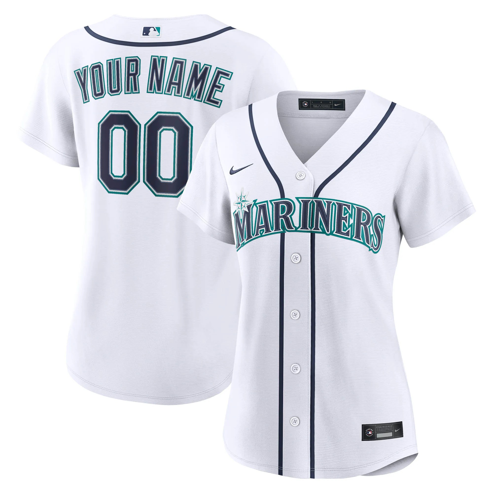 Hunk Wear - Seattle Mariners Nike Women's Home Replica Custom Jersey - White