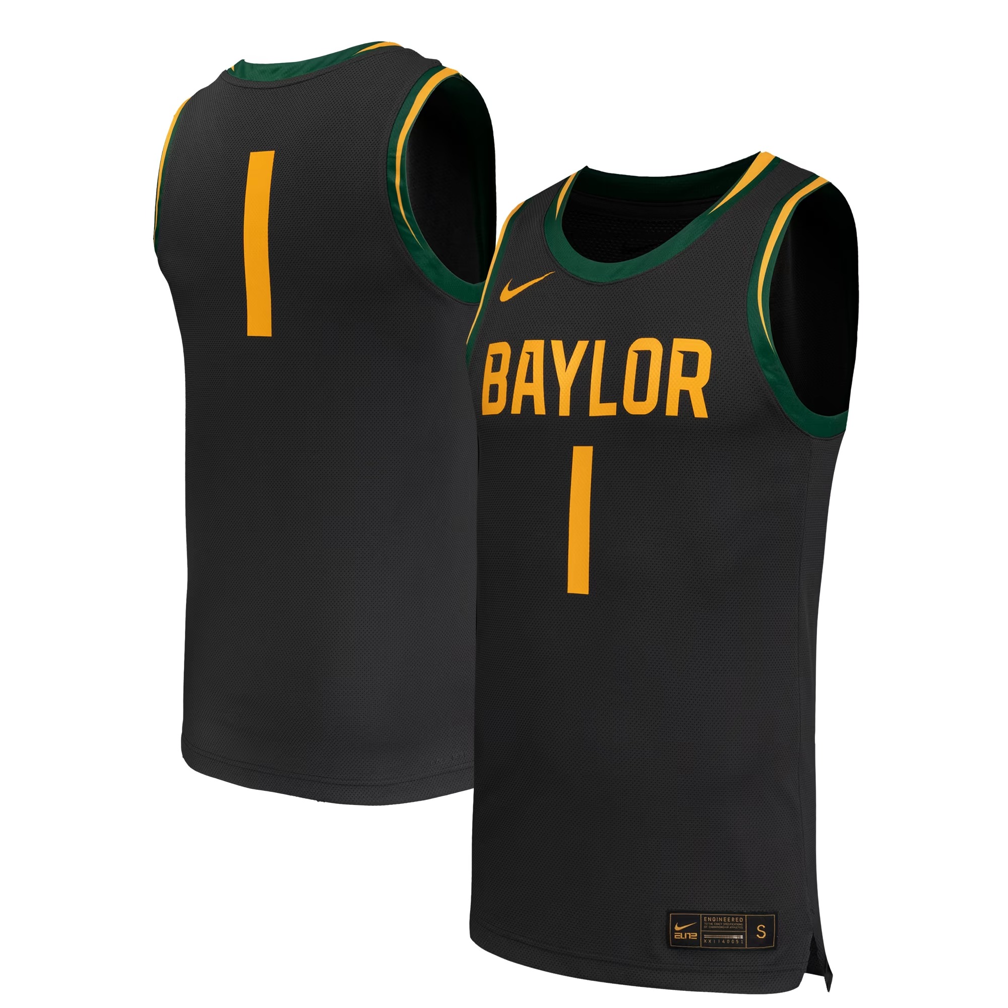 Hunk Wear - #1 Baylor Bears Nike Replica Basketball Jersey - Black
