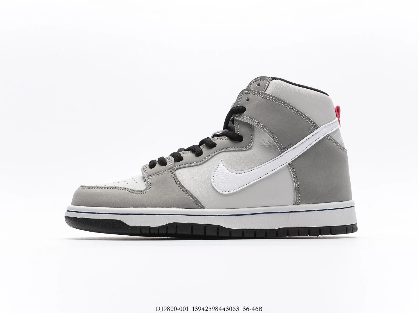 Nike SB Dunk High Top Grey White Leather Skate Shoes DJ9800-001
