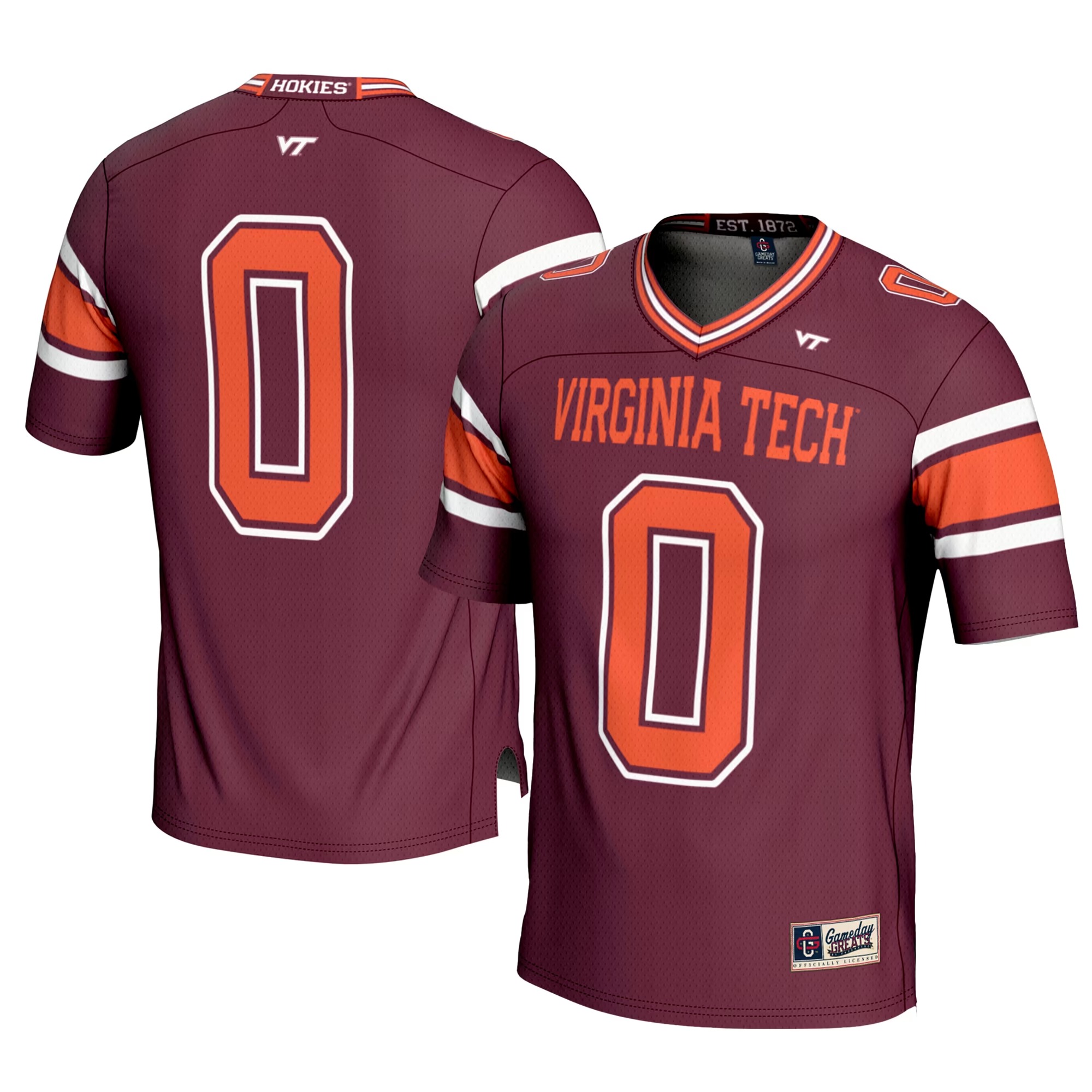 Hunk Wear - #0 Virginia Tech Hokies GameDay Greats Football Jersey - Maroon
