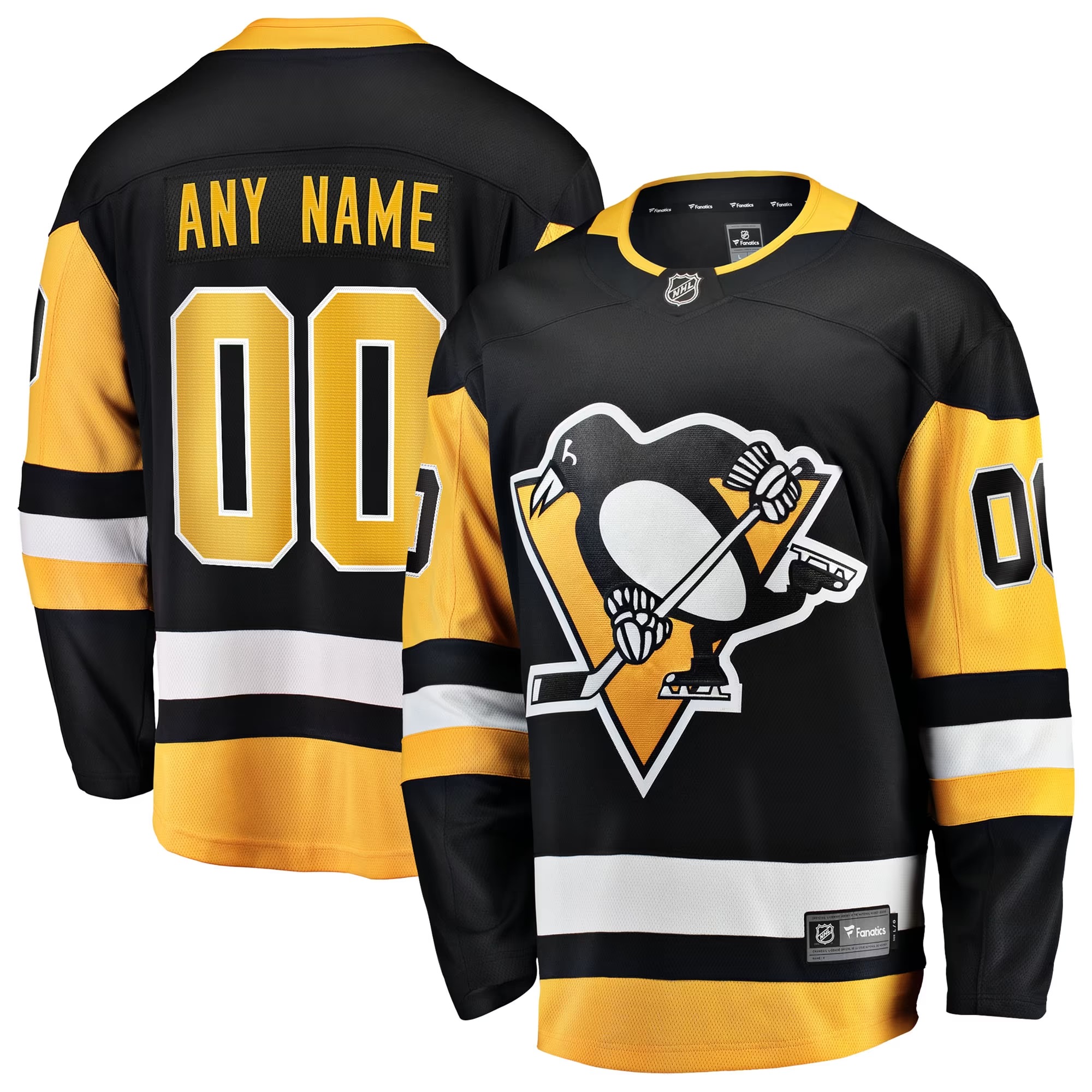 Hunk Wear - Pittsburgh Penguins Fanatics Home Breakaway Custom Jersey - Black
