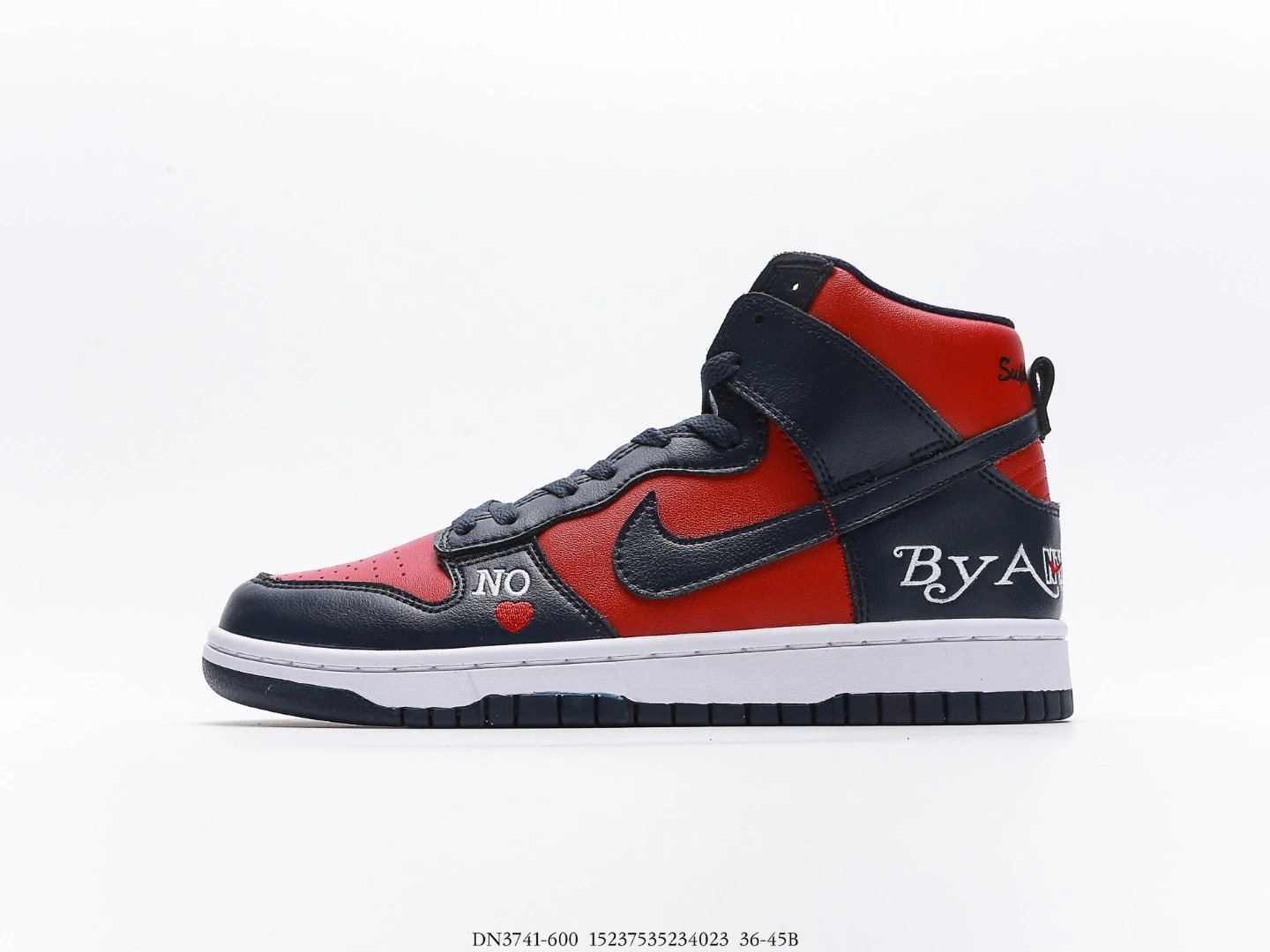 Nike Dunk High Top Red Navy Leather Sneakers DN3741-600
