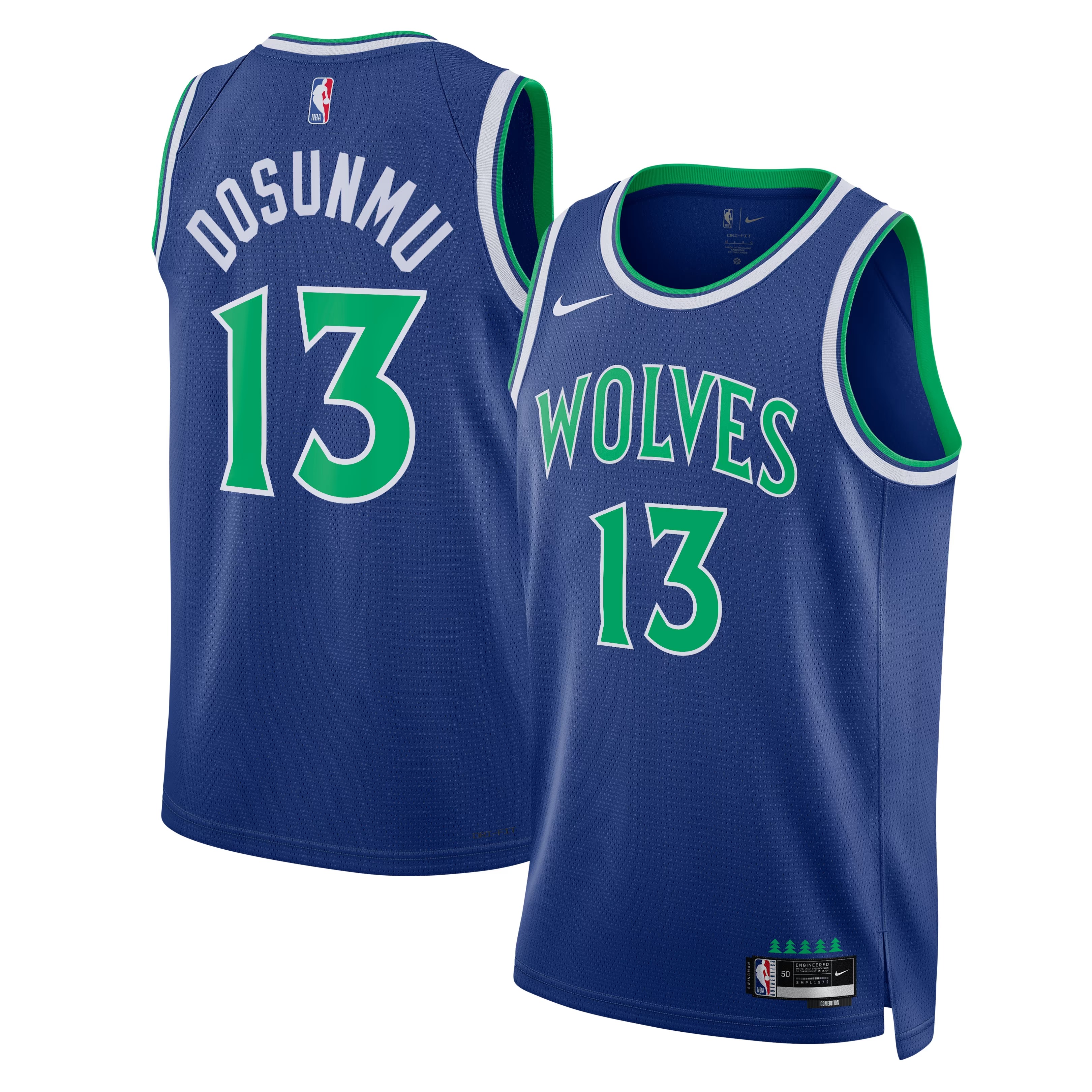 Hunk Wear - Ayo Dosunmu Minnesota Timberwolves Nike Unisex Swingman Jersey - Icon Edition - Blue