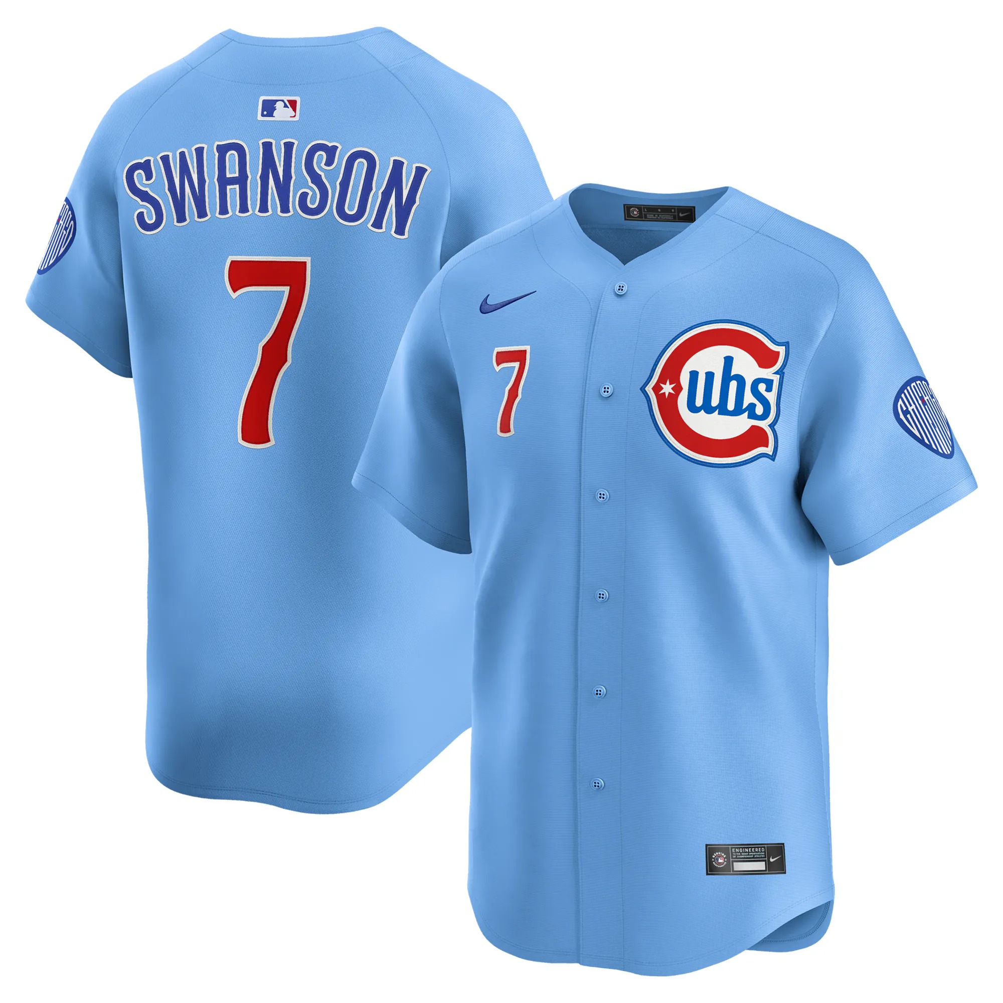Hunk Wear - Dansby Swanson Chicago Cubs Nike 2nd Alternate Limited Player Jersey - Baby Blue