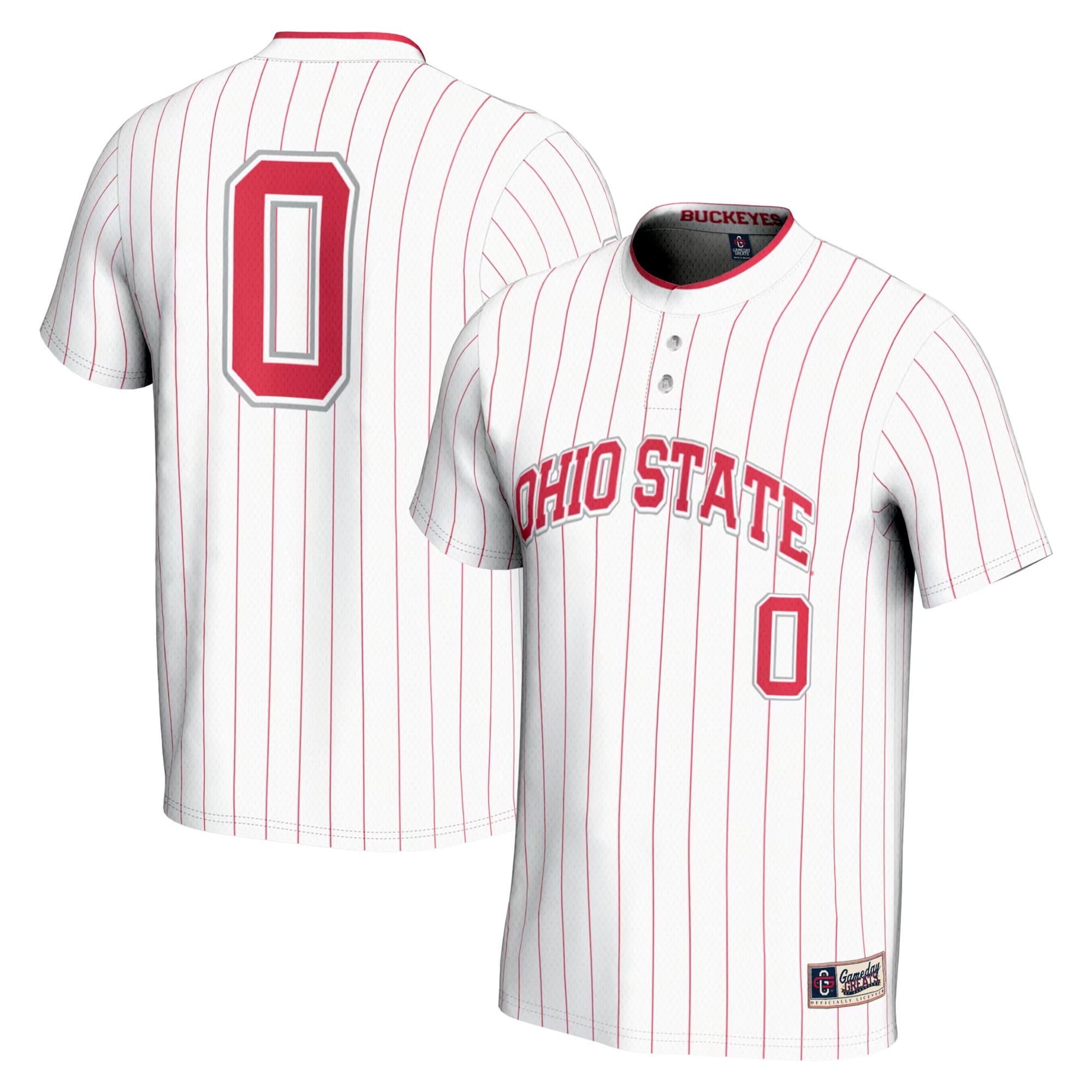 Hunk Wear - #0 Ohio State Buckeyes GameDay Greats Youth Lightweight Softball Jersey - White