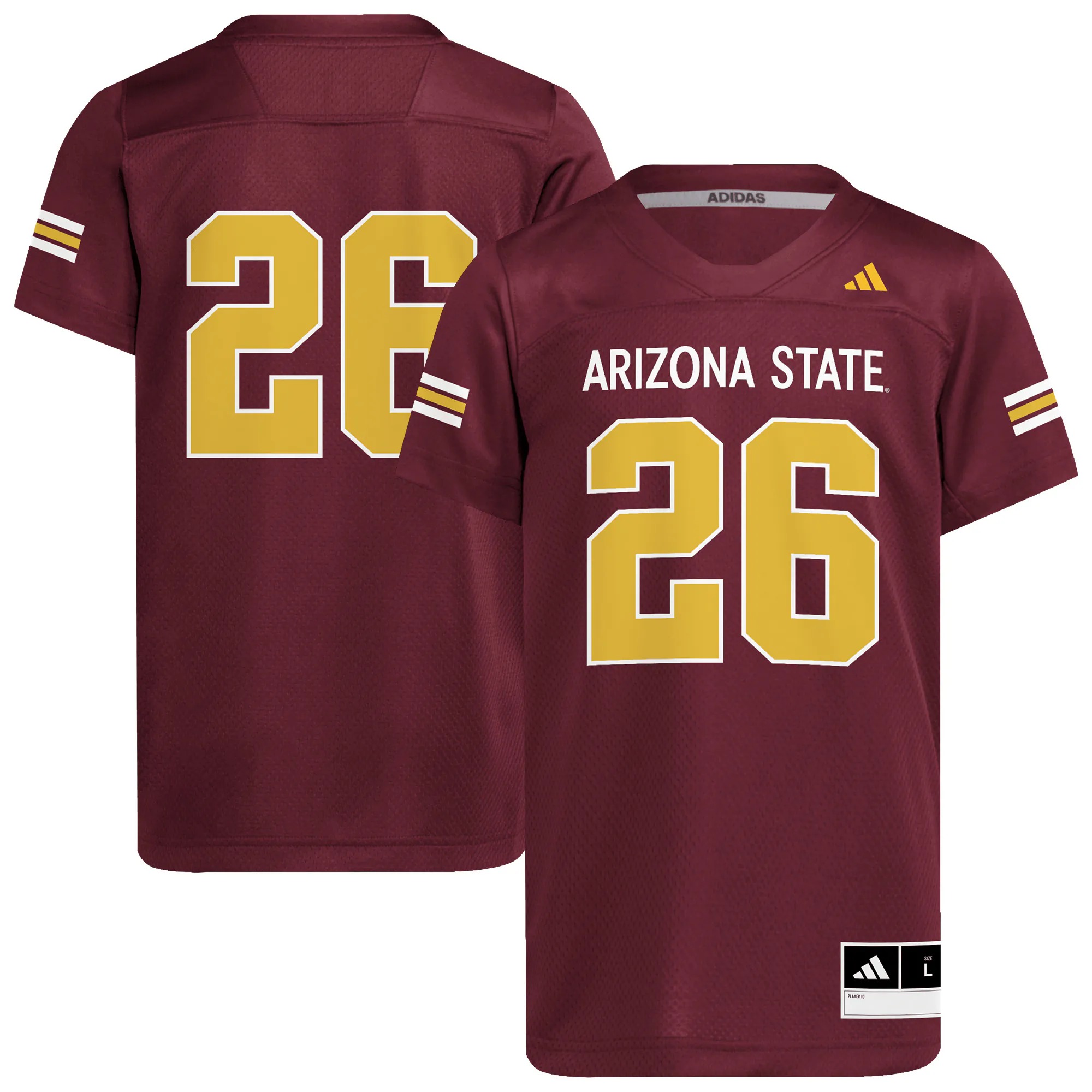 Hunk Wear - #26 Arizona State Sun Devils adidas Youth Roses & Devils Strategy Football Jersey - Maroon