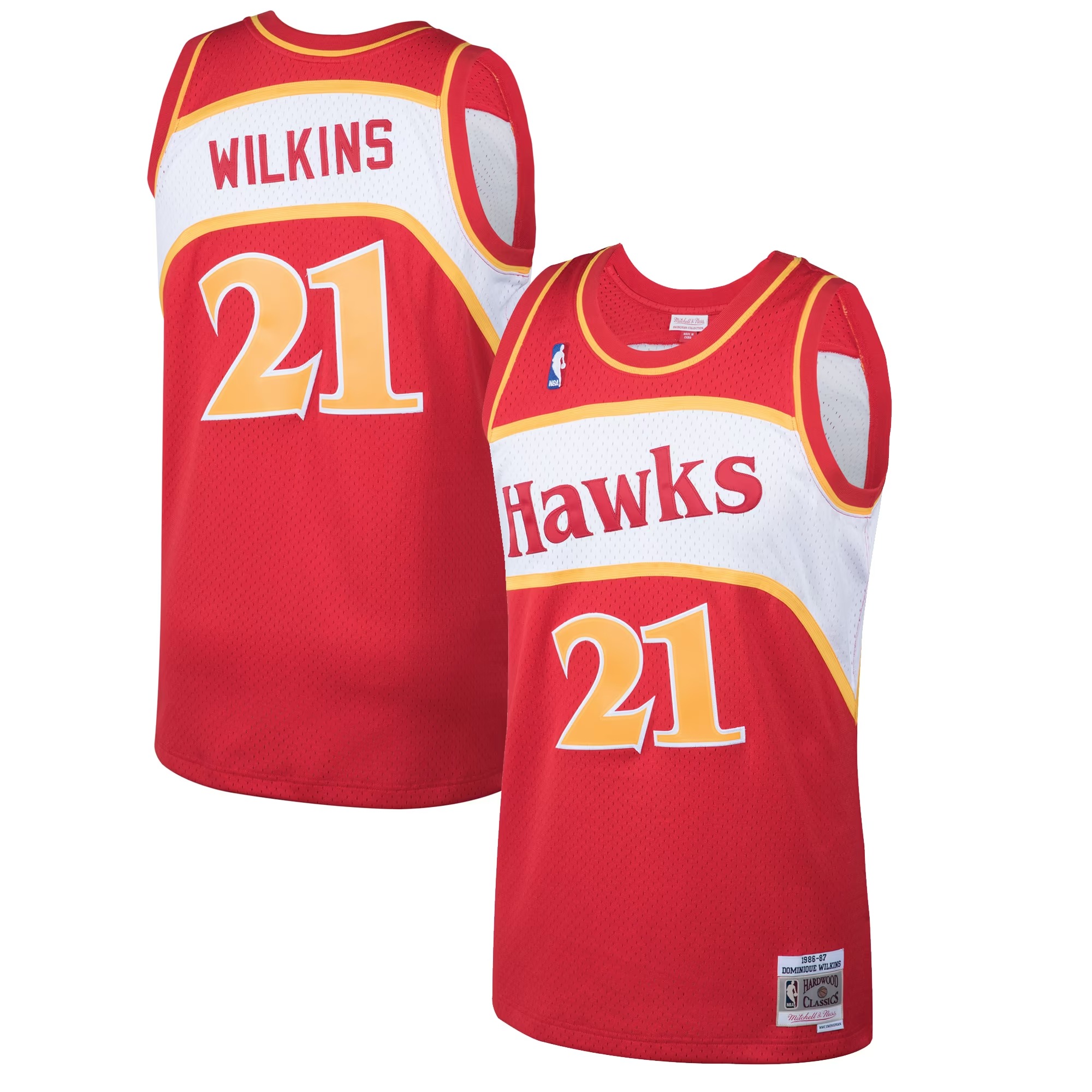 Hunk Wear - Dominique Wilkins Atlanta Hawks Mitchell & Ness 1986_87 Hardwood Classics Swingman Jersey - Red