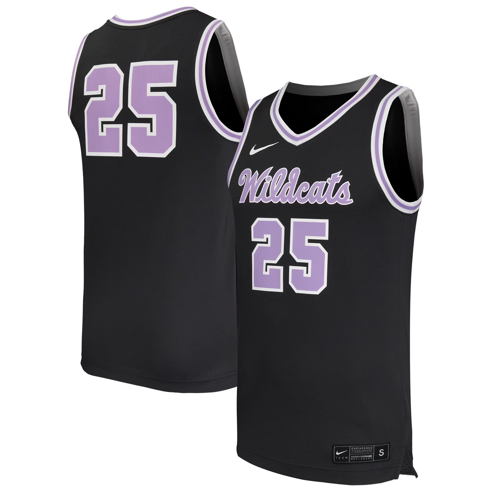 Hunk Wear - #25 Kansas State Wildcats Nike Replica Basketball Jersey - Black
