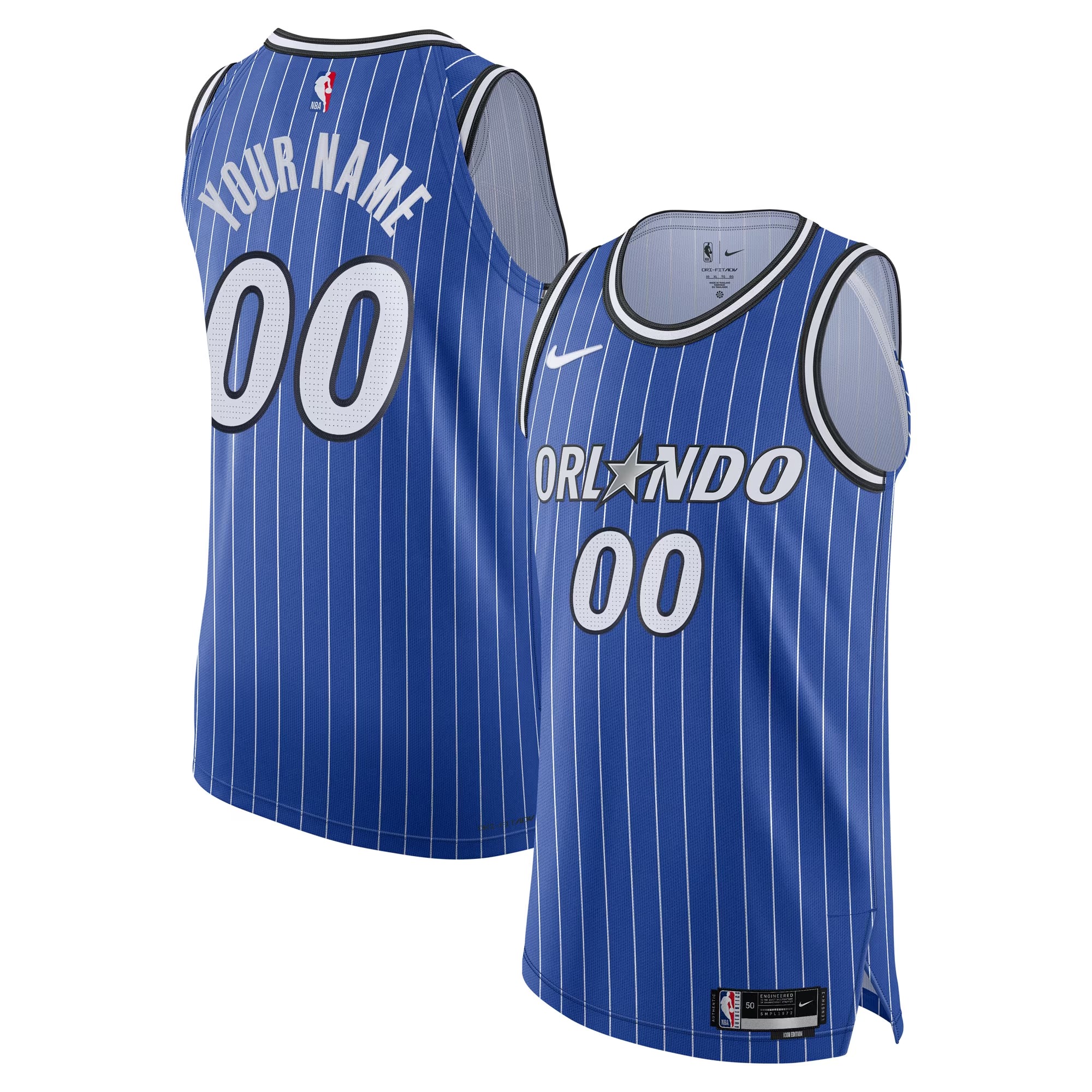 Hunk Wear - Orlando Magic Nike Authentic Custom Jersey - Icon Edition - Blue