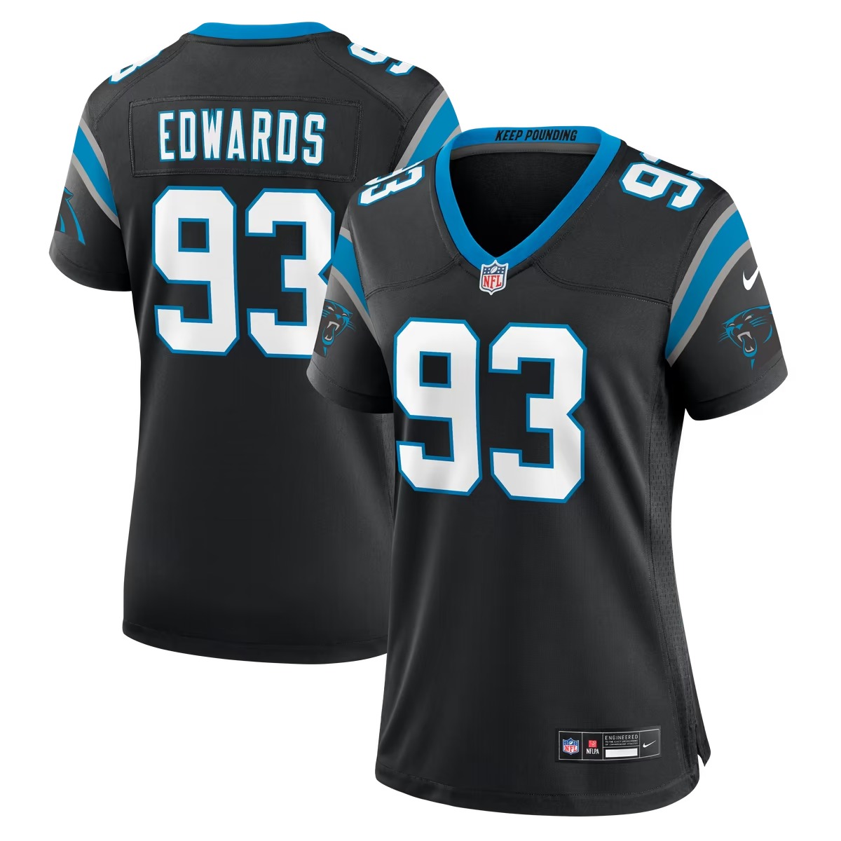Hunk Wear - TeRah Edwards Carolina Panthers Nike Women's Team Game Jersey - Black