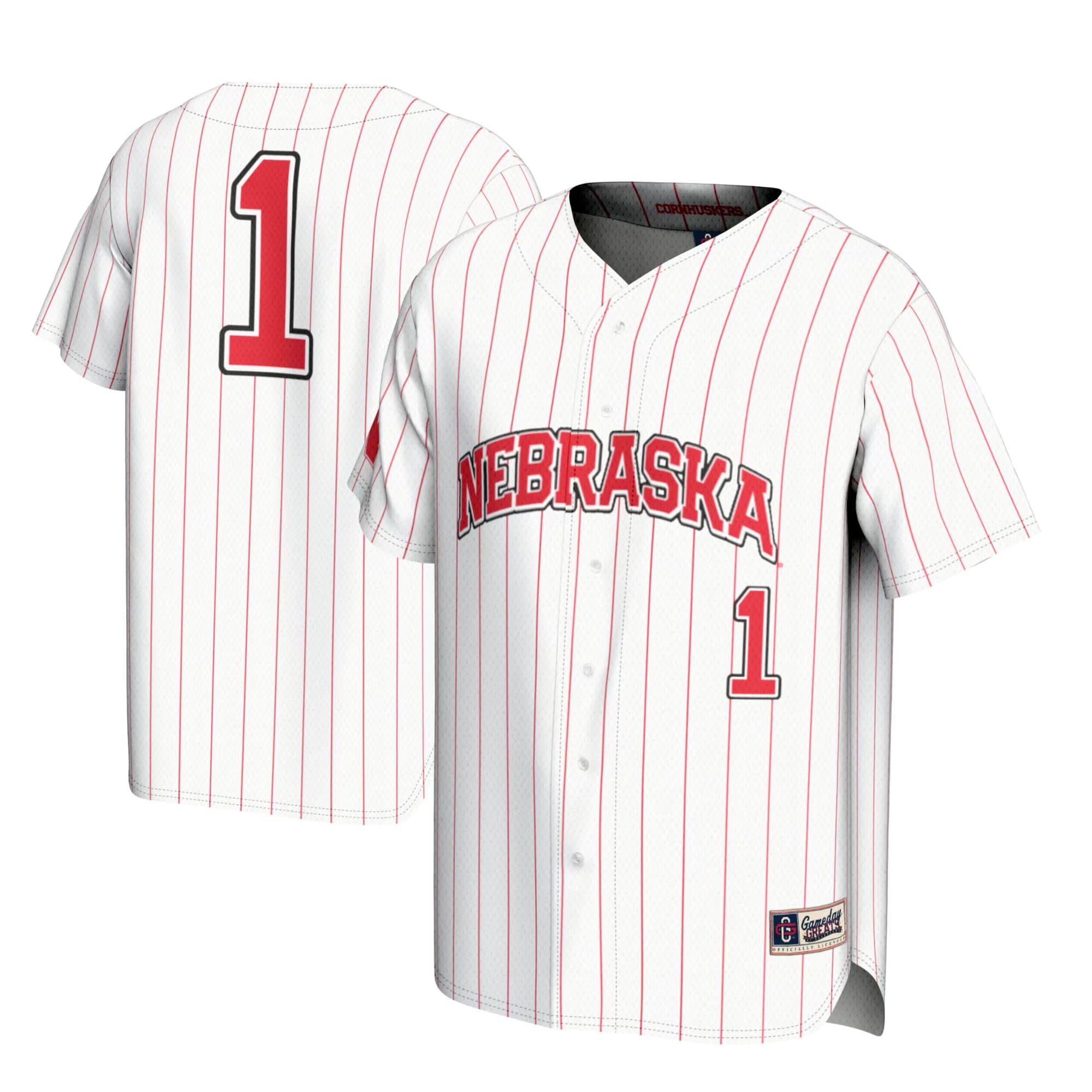 Hunk Wear - #1 Nebraska Huskers GameDay Greats Lightweight Baseball Jersey - White