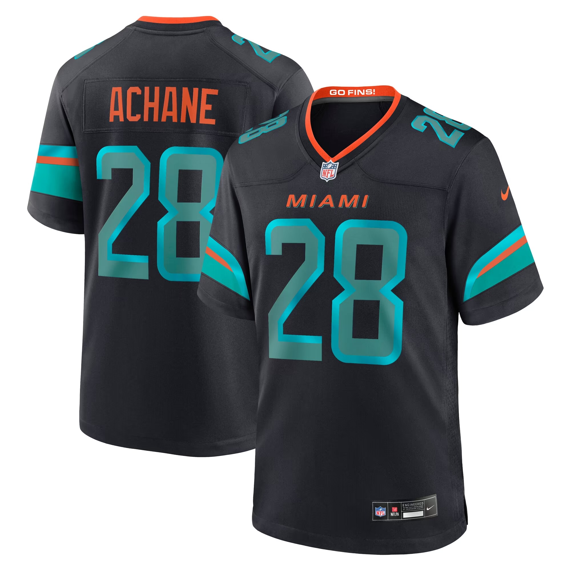 Hunk Wear - De'Von Achane Miami Dolphins Nike Rivalries Collection Game Jersey - Navy