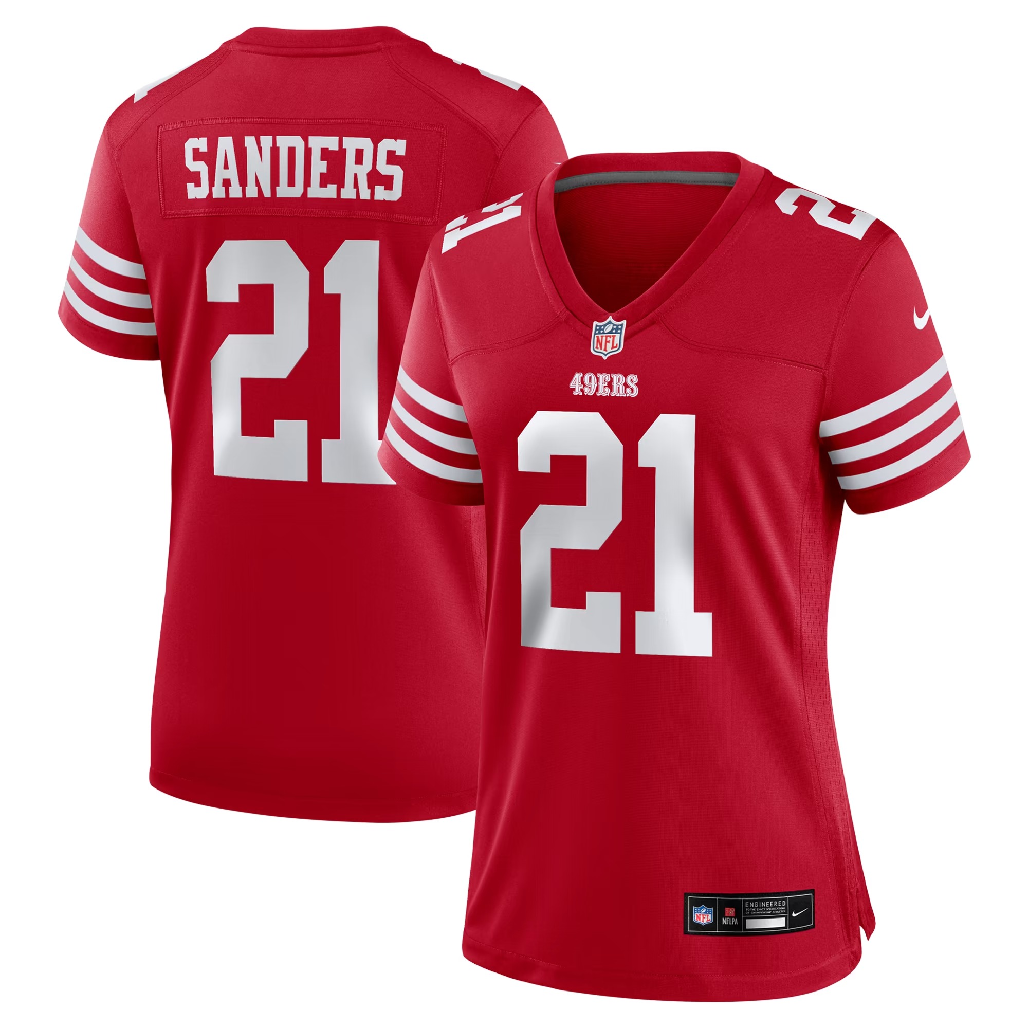Hunk Wear - Deion Sanders San Francisco 49ers Nike Women's Retired Player Game Jersey - Scarlet