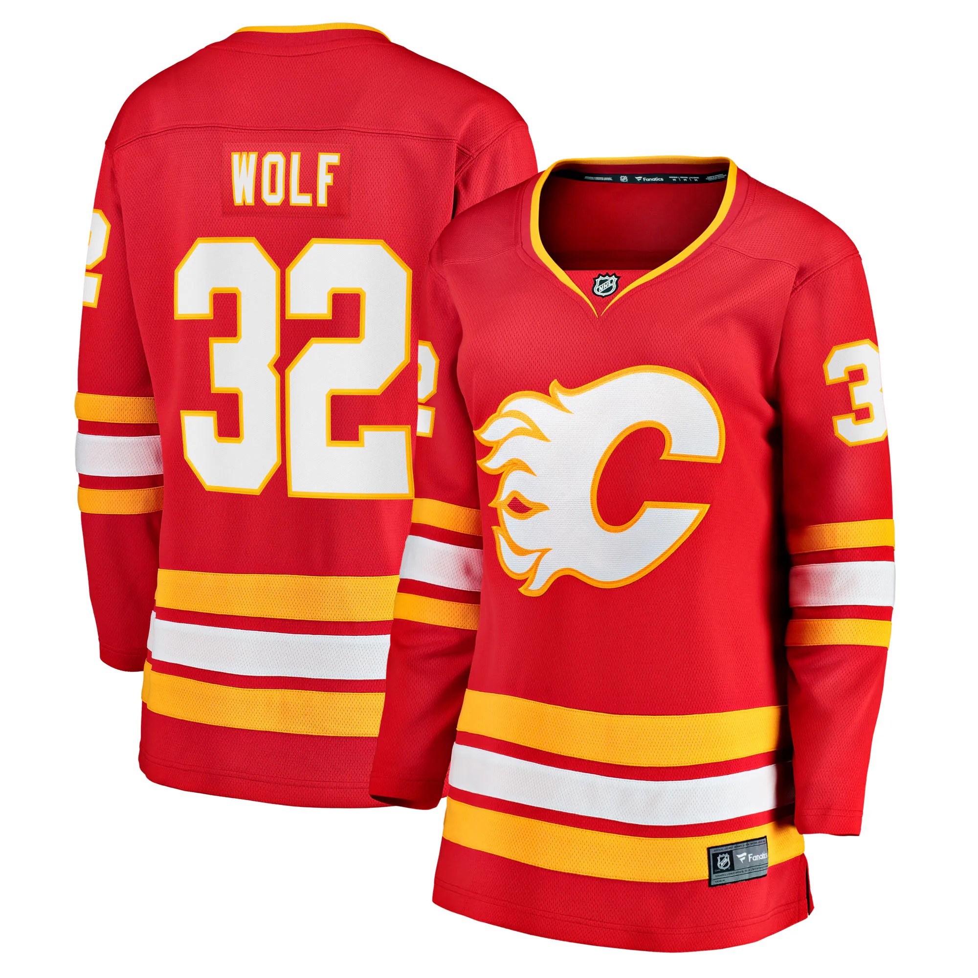 Hunk Wear - Dustin Wolf Calgary Flames Fanatics Women's Home Breakaway Jersey - Red