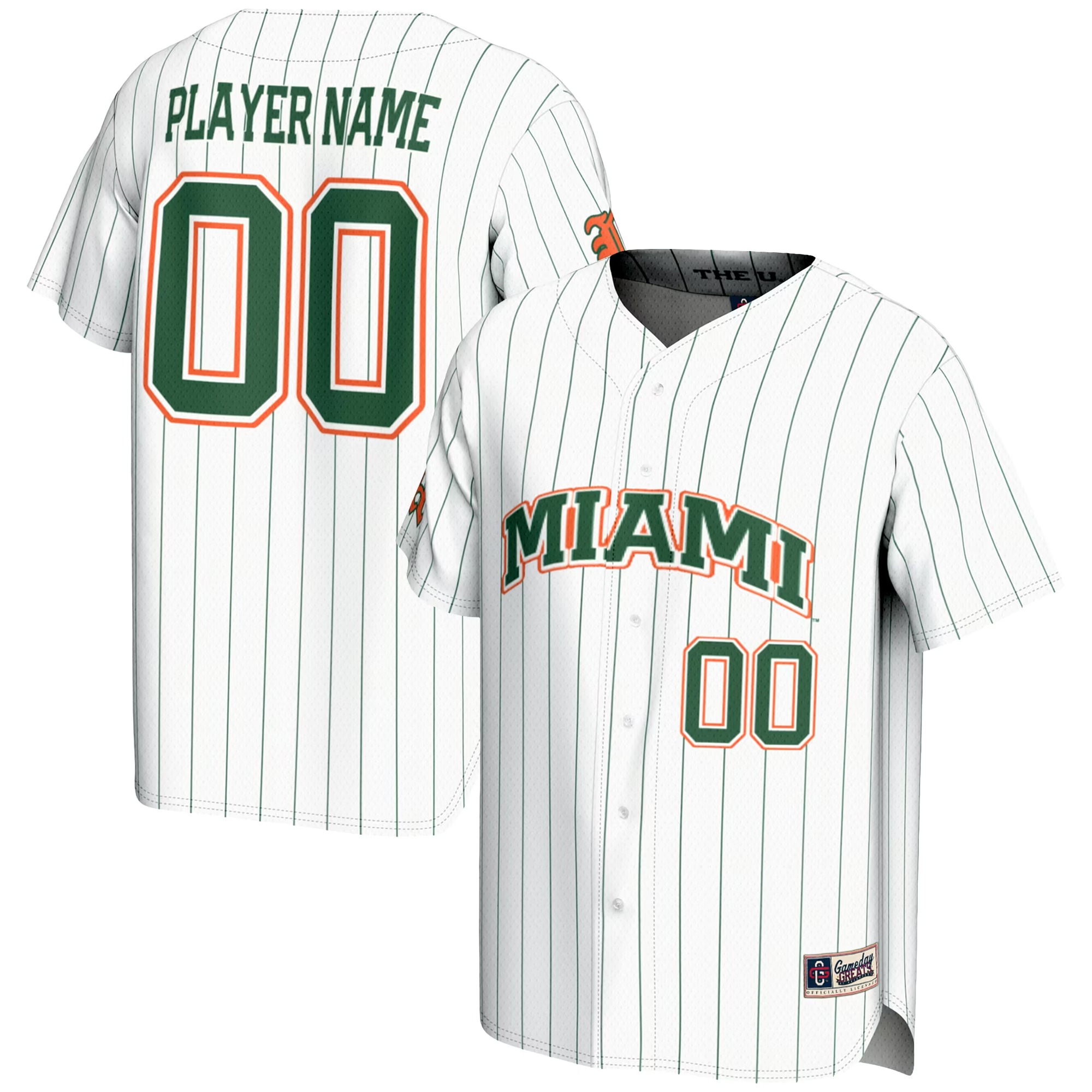 Hunk Wear - Miami Hurricanes GameDay Greats NIL Pick-A-Player Lightweight Baseball Jersey - White