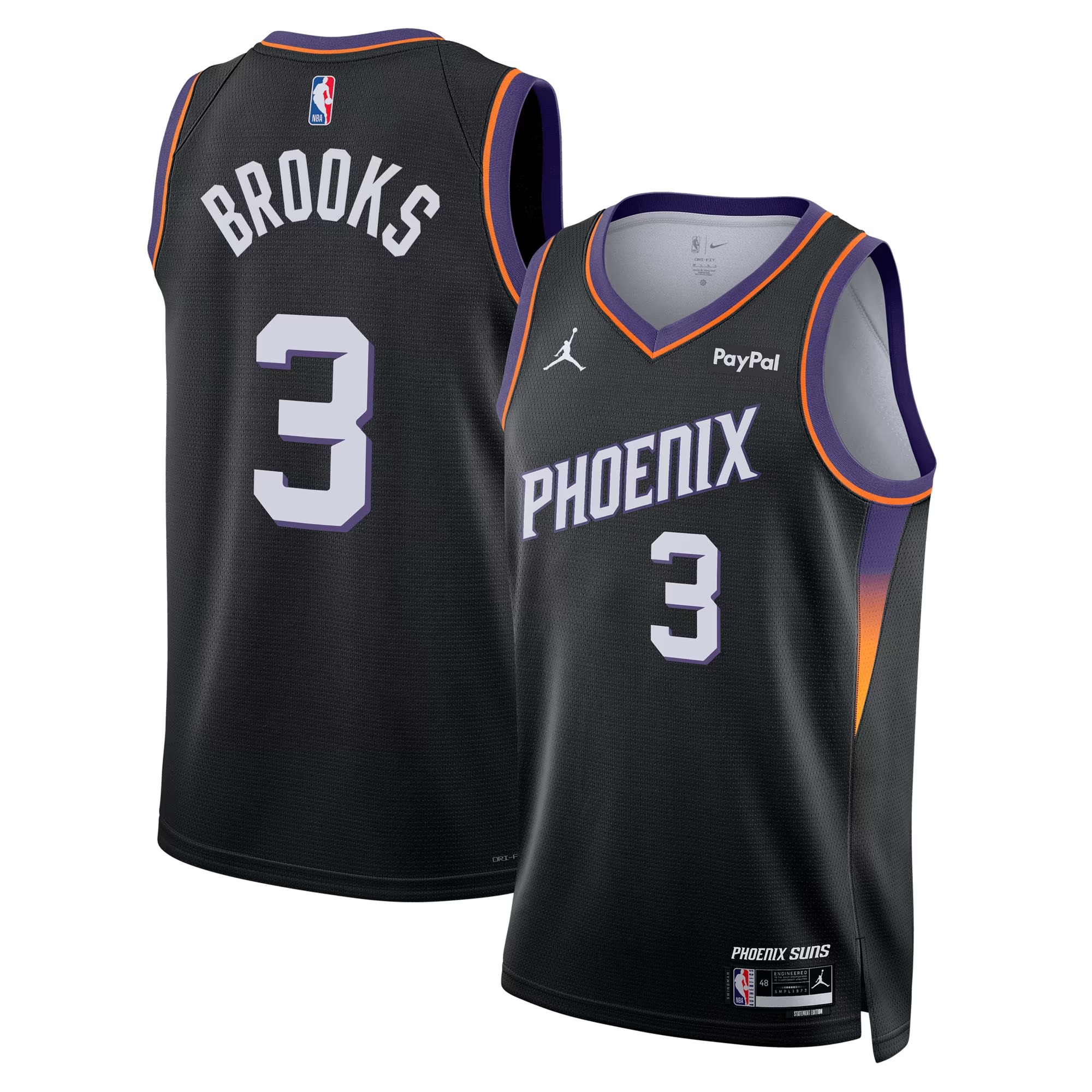 Hunk Wear - Dillon Brooks Phoenix Suns Jordan Brand Unisex Swingman Badge Jersey - Statement Edition - Black